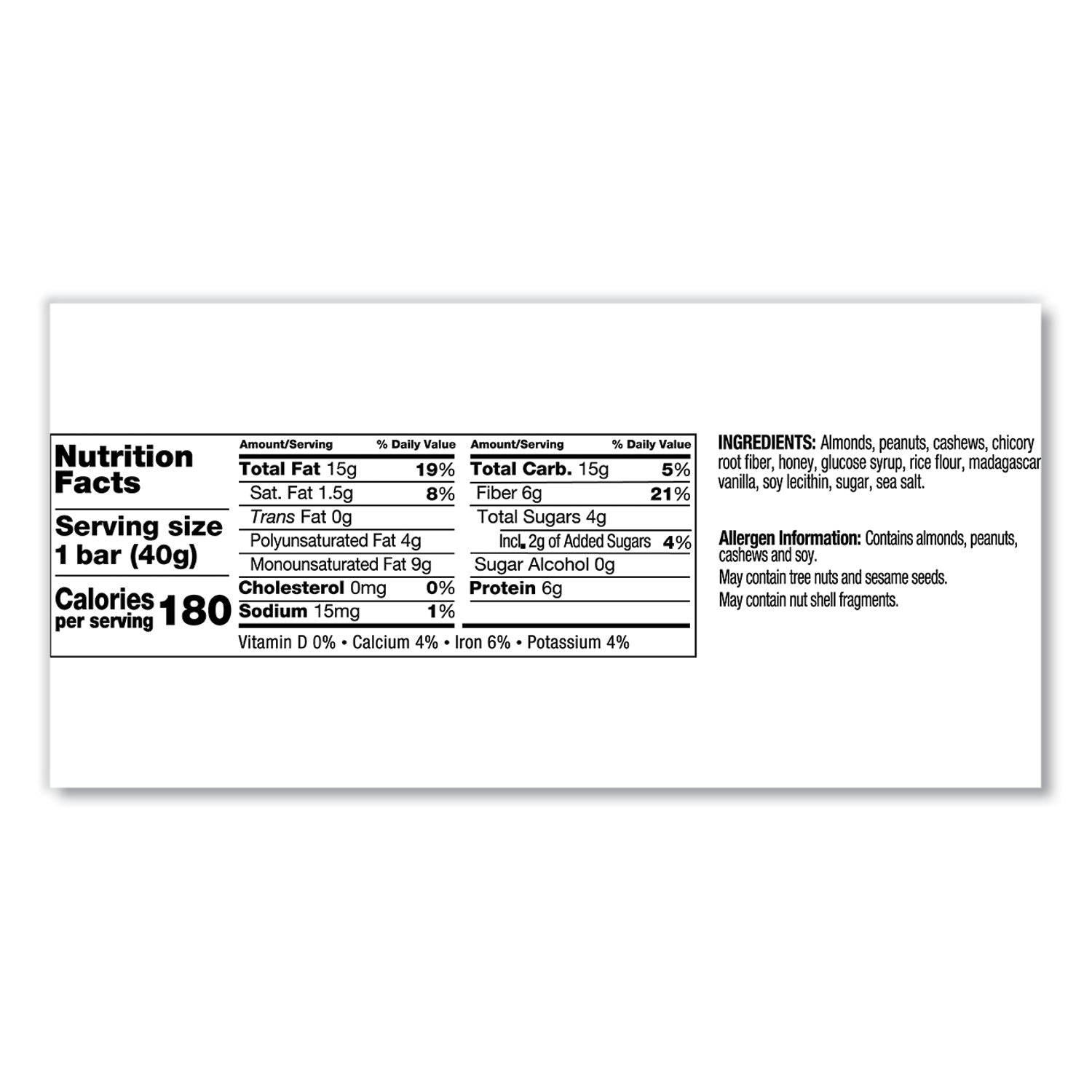 Trans Fat Free, High-fiber, Low Sodium, Dairy-free, Gluten-free - Madagascar Vanilla Almond - 1.41 oz - 1 Box