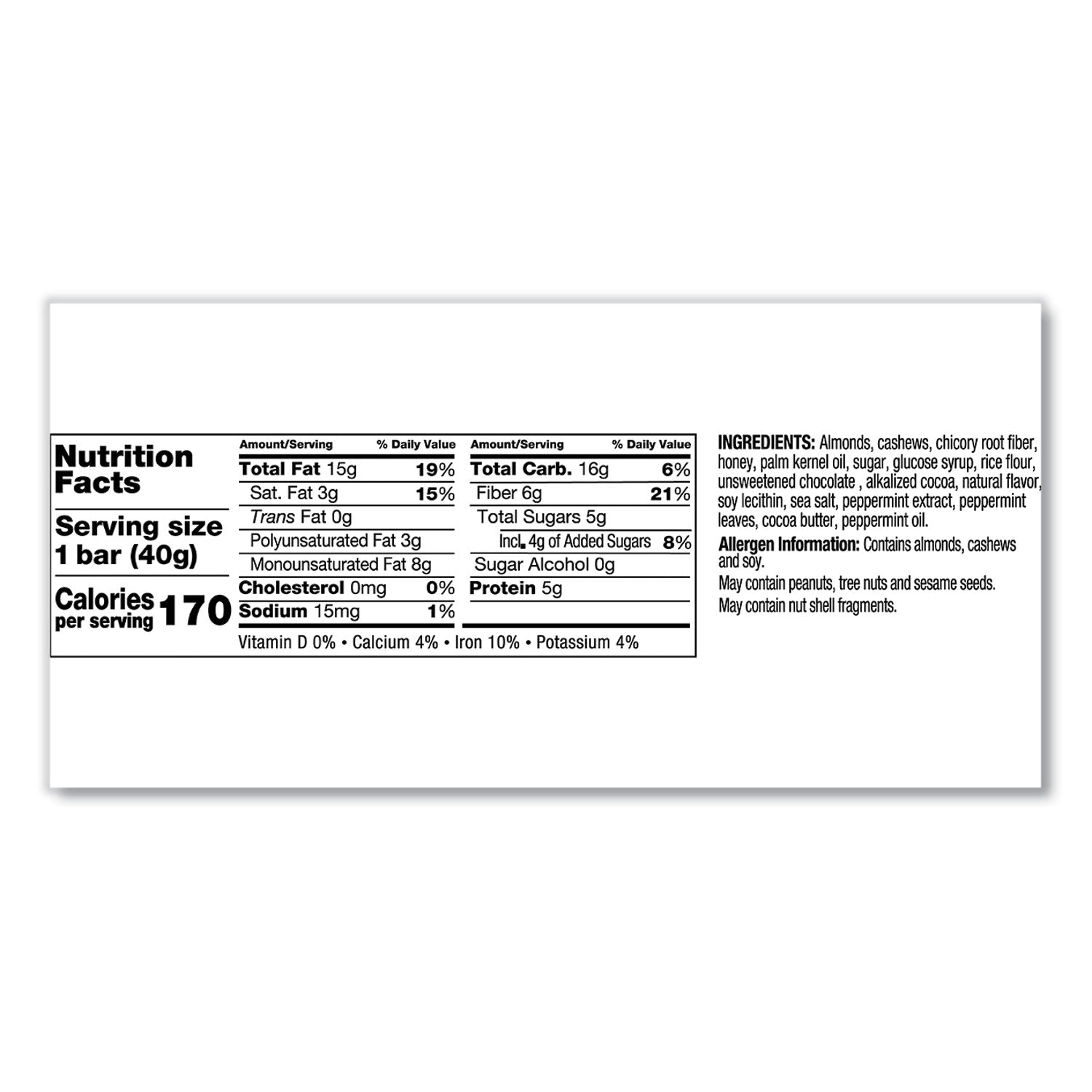 Nuts And Spices Bar, Dark Chocolate Almond Mint, 1.4 Oz Bar, 12/box