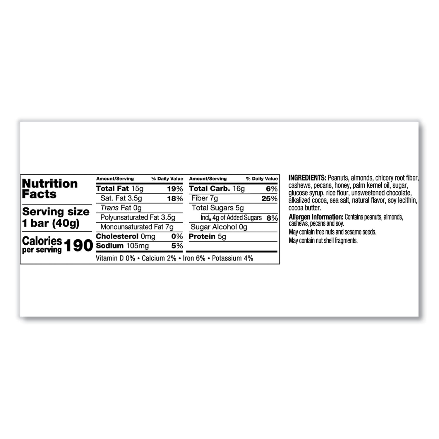 Gluten-free, Trans Fat Free, Sulfur dioxide-free, Low Sodium, No Artificial Flavor, Low Glycemic - Salted Caramel Dark Chocolate Nut - 1.40 oz - 12 / Box