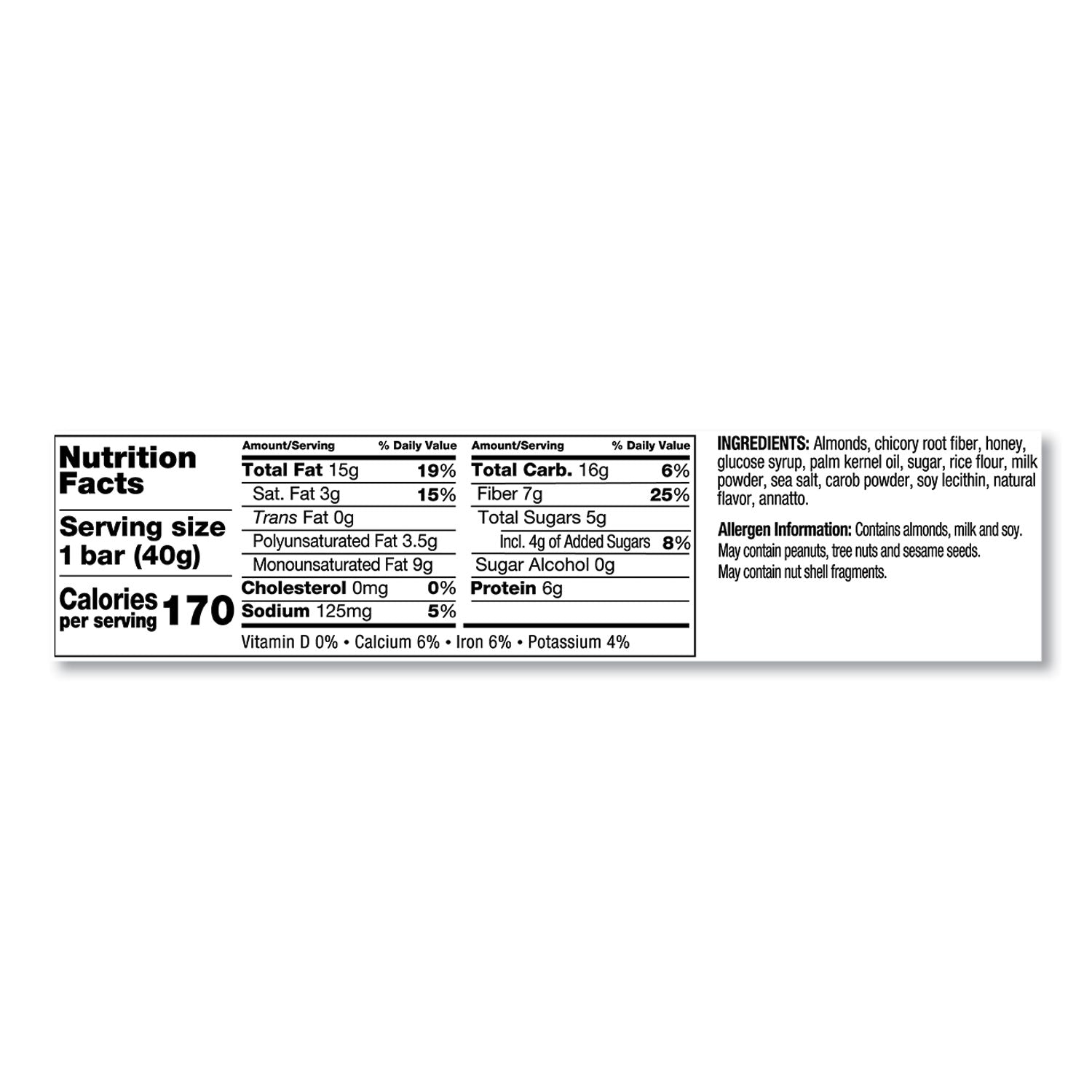 Cholesterol-free, Non-GMO, Gluten-free, Individually Wrapped, Trans Fat Free, Low Glycemic, Low Sodium - Caramel Almond and Sea Salt - 1.40 oz - 12 / Box