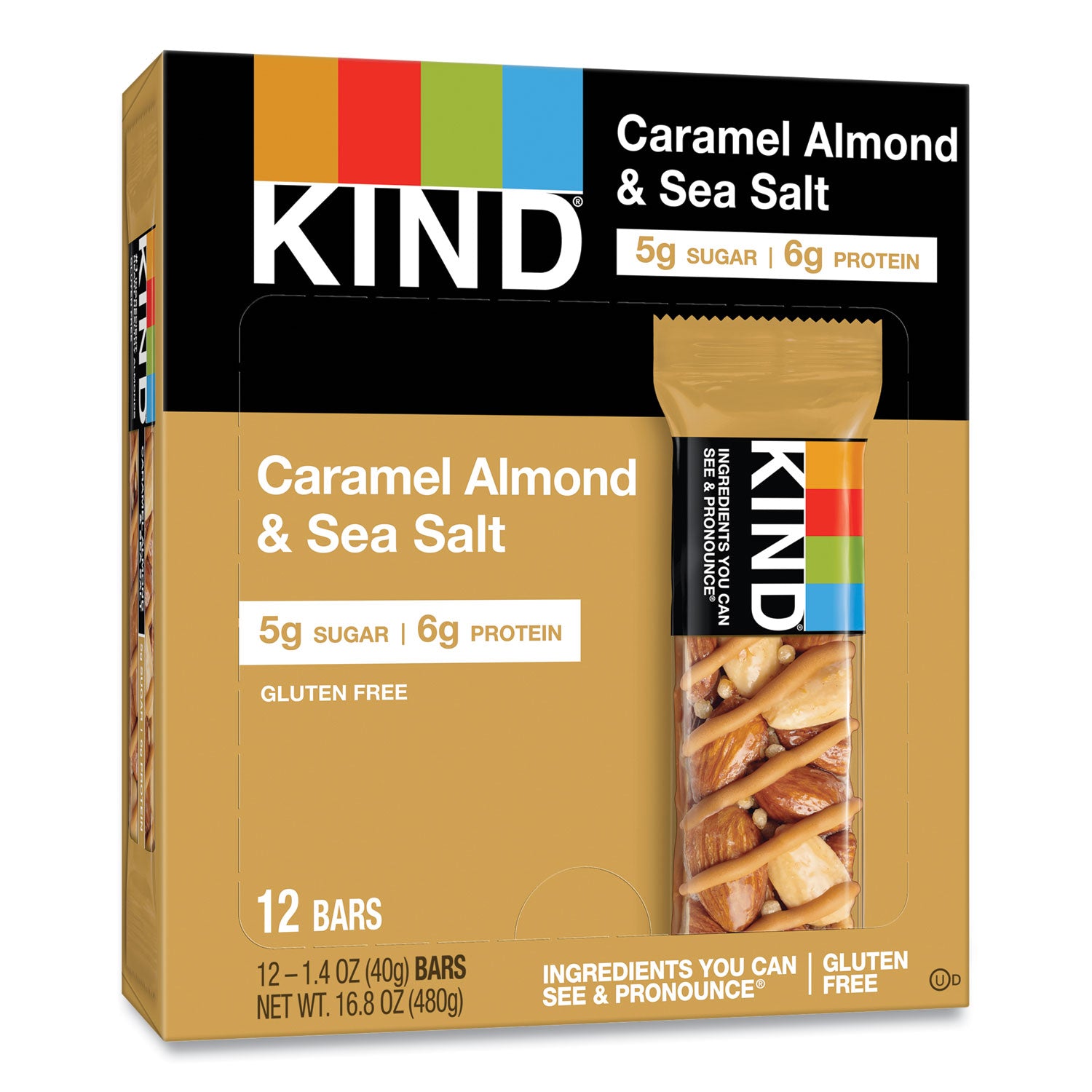 Cholesterol-free, Non-GMO, Gluten-free, Individually Wrapped, Trans Fat Free, Low Glycemic, Low Sodium - Caramel Almond and Sea Salt - 1.40 oz - 12 / Box