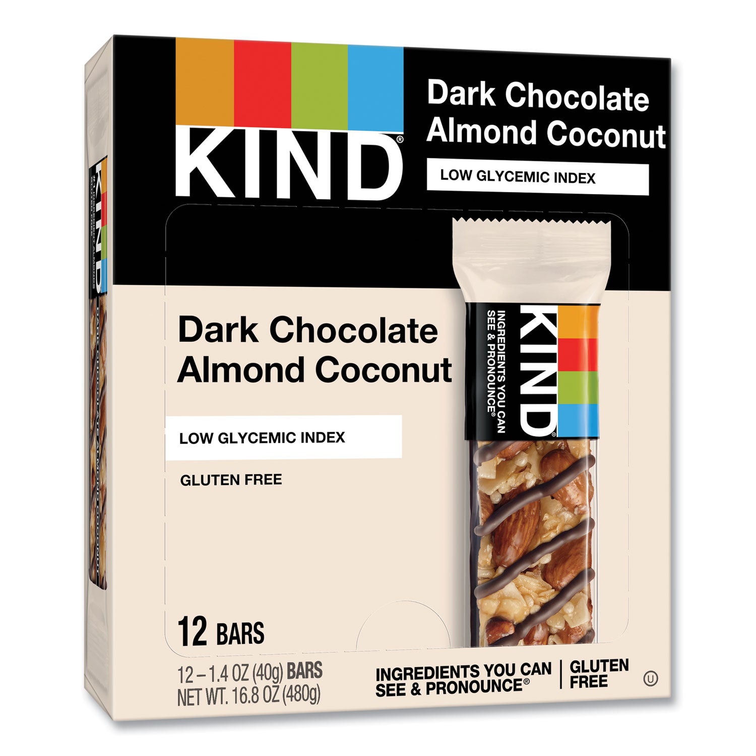 Gluten-free, Non-GMO, Sodium-free, Cholesterol-free, Fat-free, Individually Wrapped - Dark Chocolate Almond Coconut - 1.40 oz Box - 12 / Box