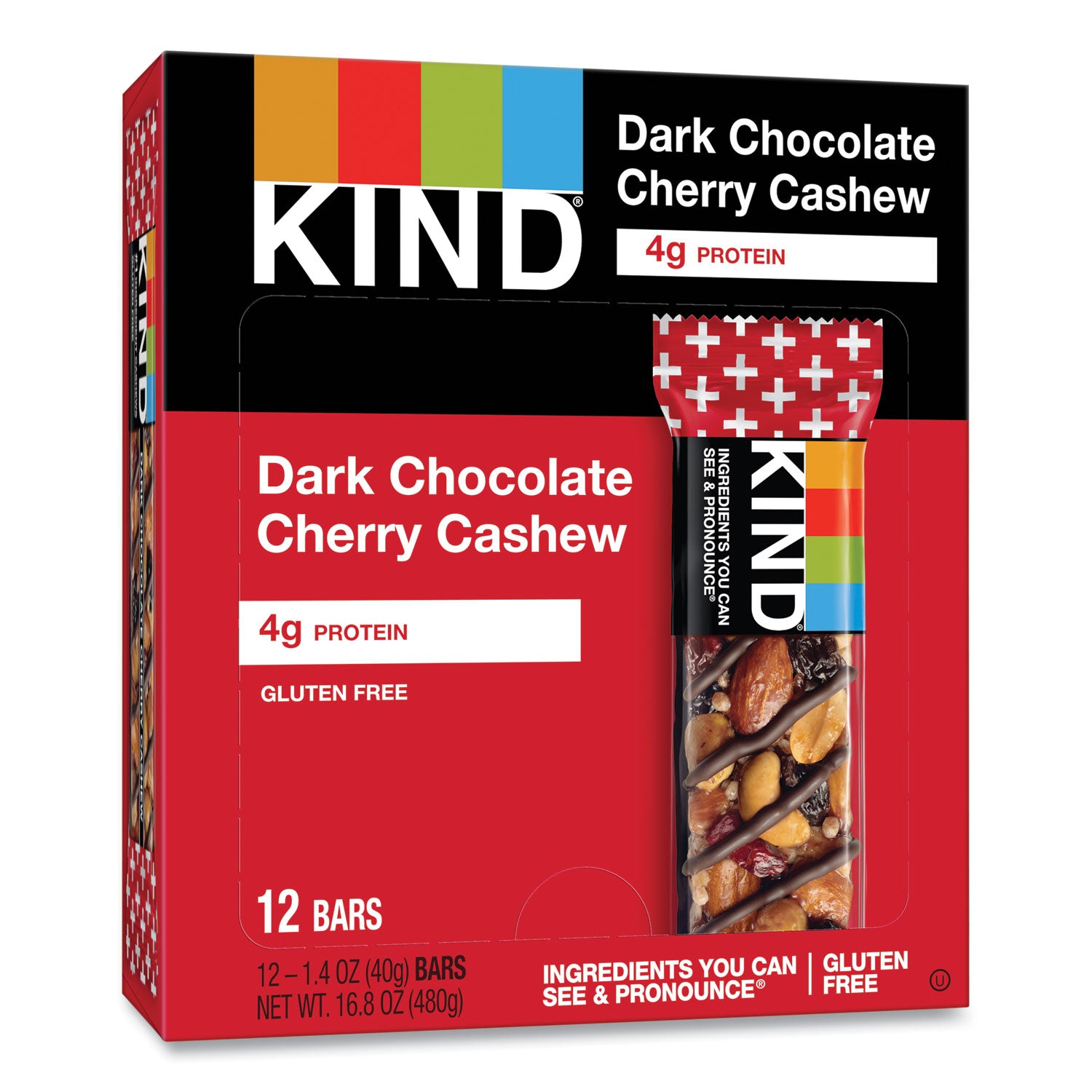 Cholesterol-free, Non-GMO, Gluten-free, Individually Wrapped - Dark Chocolate Cherry Cashew - 1.40 oz - 12 / Box