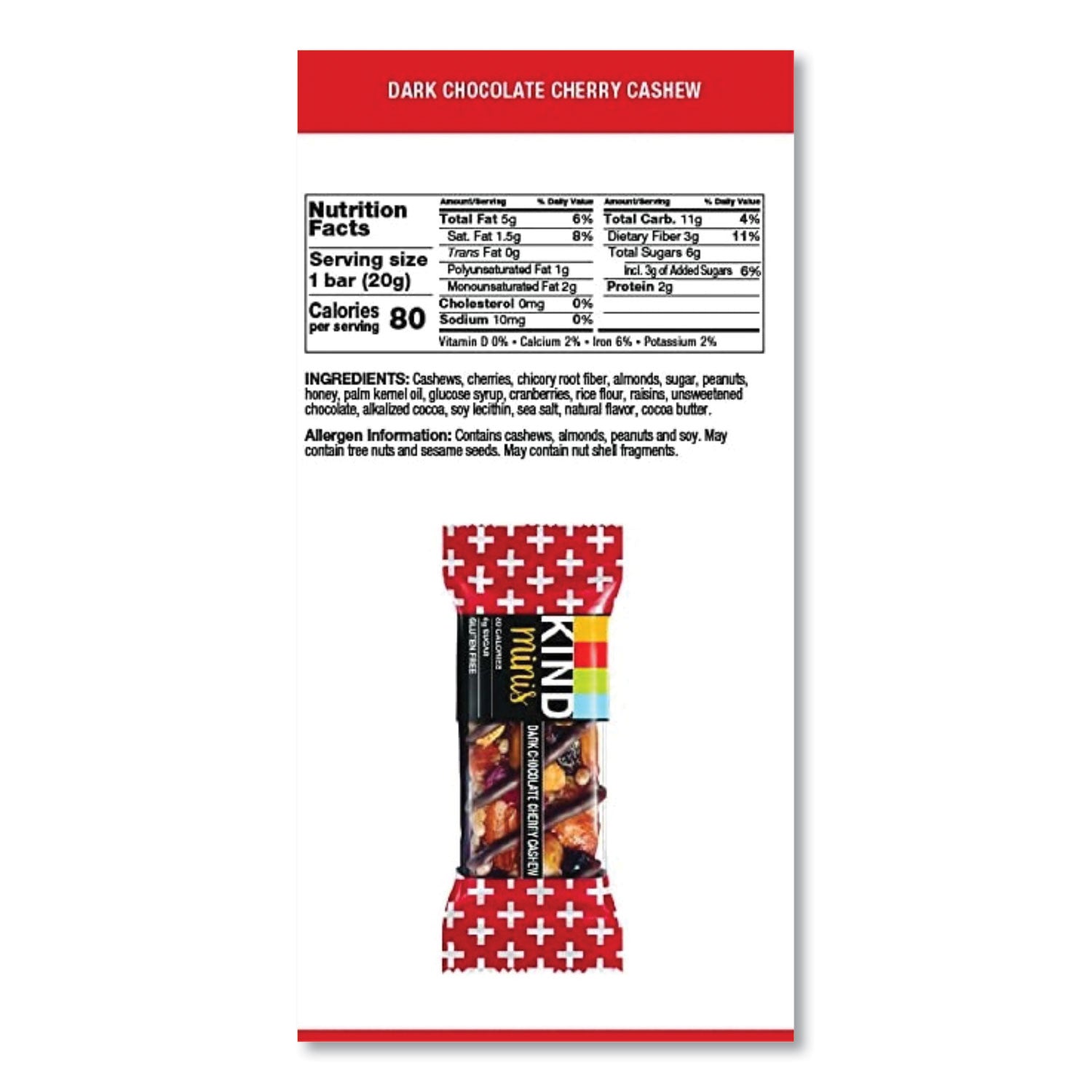 Minis, Dark Chocolate Cherry Cashew, 0.7 Oz, 10/pack