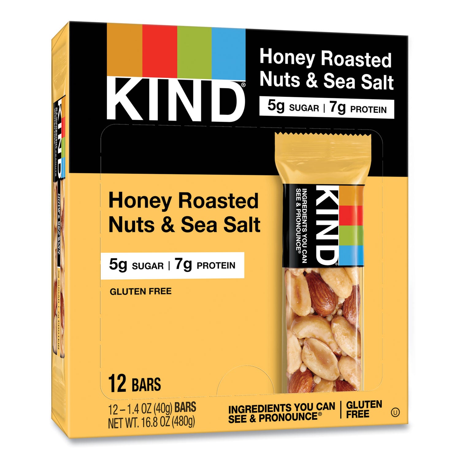 Trans Fat Free, High-fiber, Low Sodium, Dairy-free, Gluten-free - Honey Roasted Nuts & Sea Salt - 1.41 oz - 1 Box