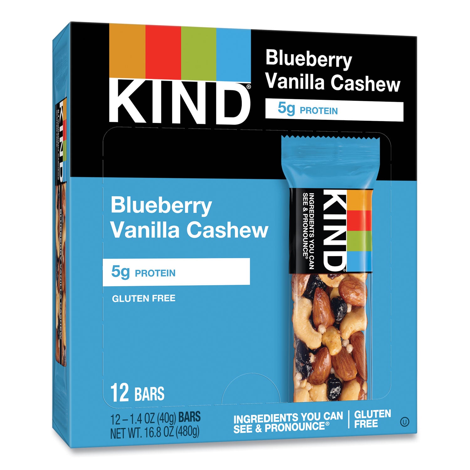 Trans Fat Free, High-fiber, Low Sodium, Dairy-free, Gluten-free, Peanut-free - Blueberry Vanilla Cashew - 1.41 oz - 1 Box