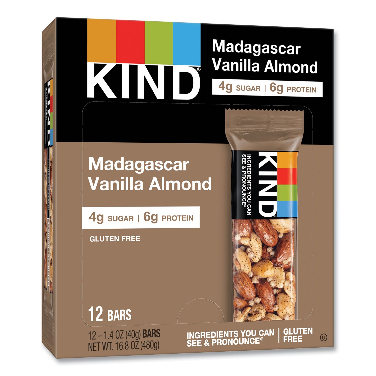 Trans Fat Free, High-fiber, Low Sodium, Dairy-free, Gluten-free - Madagascar Vanilla Almond - 1.41 oz - 1 Box