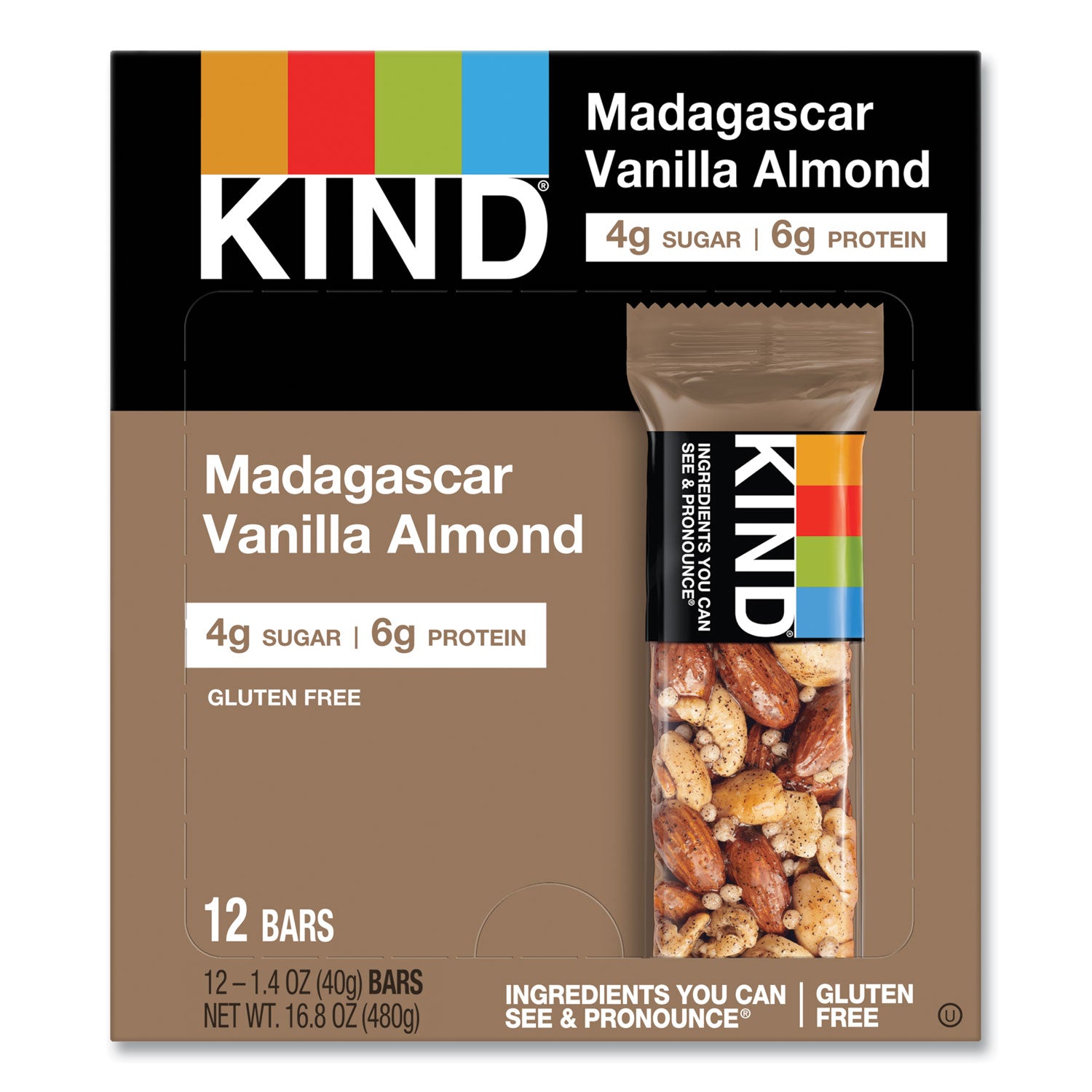 Trans Fat Free, High-fiber, Low Sodium, Dairy-free, Gluten-free - Madagascar Vanilla Almond - 1.41 oz - 1 Box