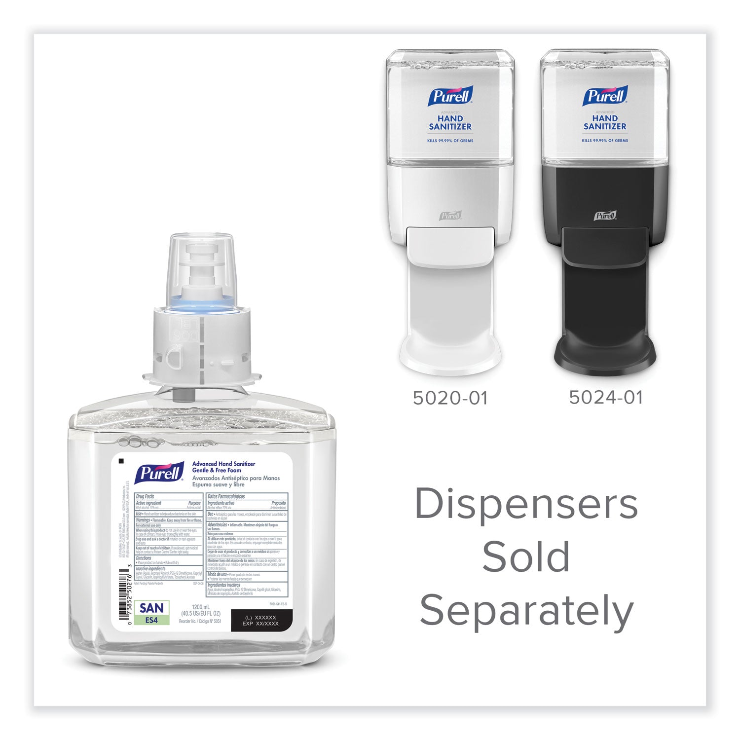 PURELL&reg; Advanced Hand Sanitizer Foam Refill - 1.27 quart - Kill Germs - Hand - Clear - Fragrance-free, Dye-free, Hygienic, Unscented, Refillable - 2 / Carton