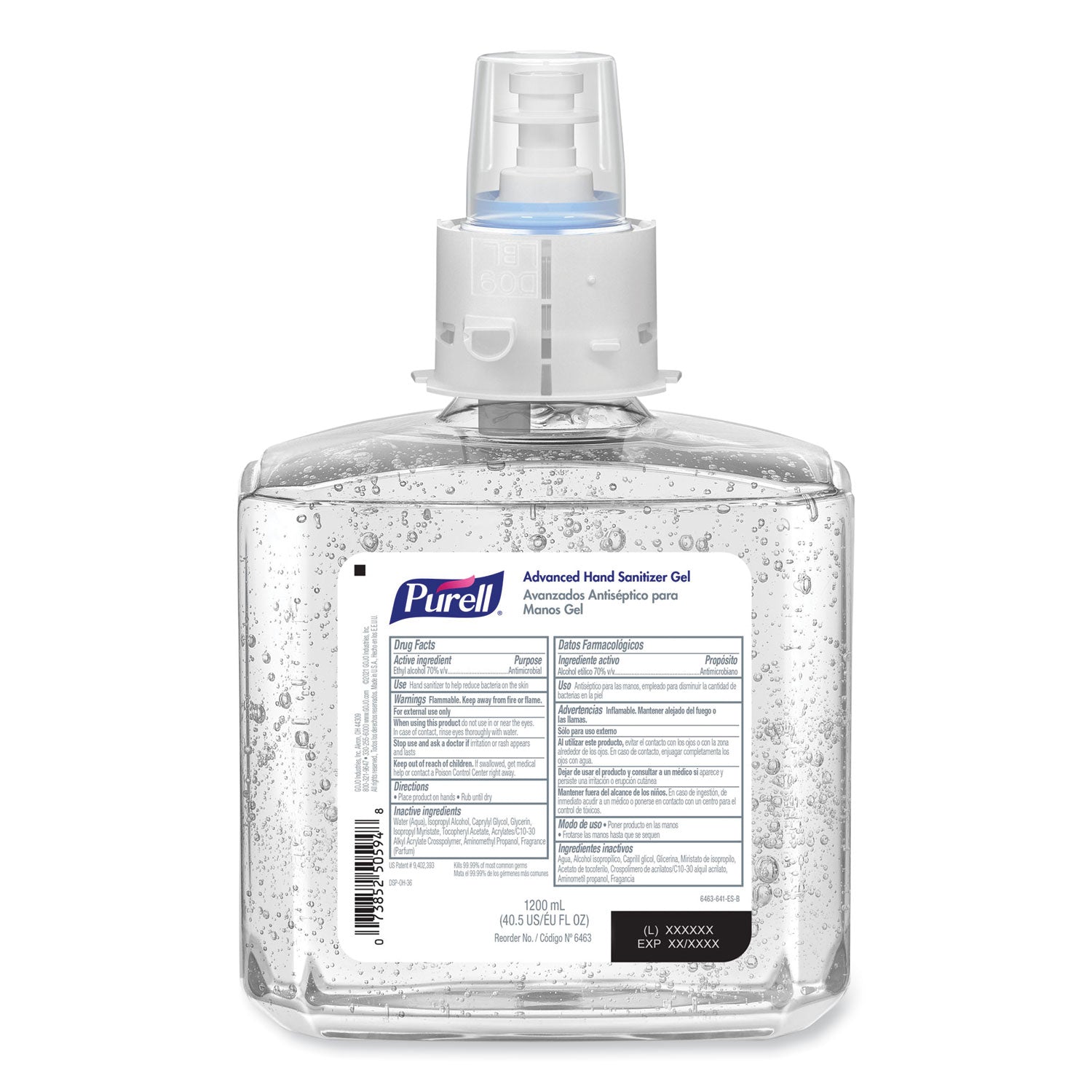 PURELL&reg; Advanced Hand Sanitizer Gel Refill - 1.27 quart - Bacteria Remover, Kill Germs - Hand - Dye-free, Hygienic - 2 / Carton