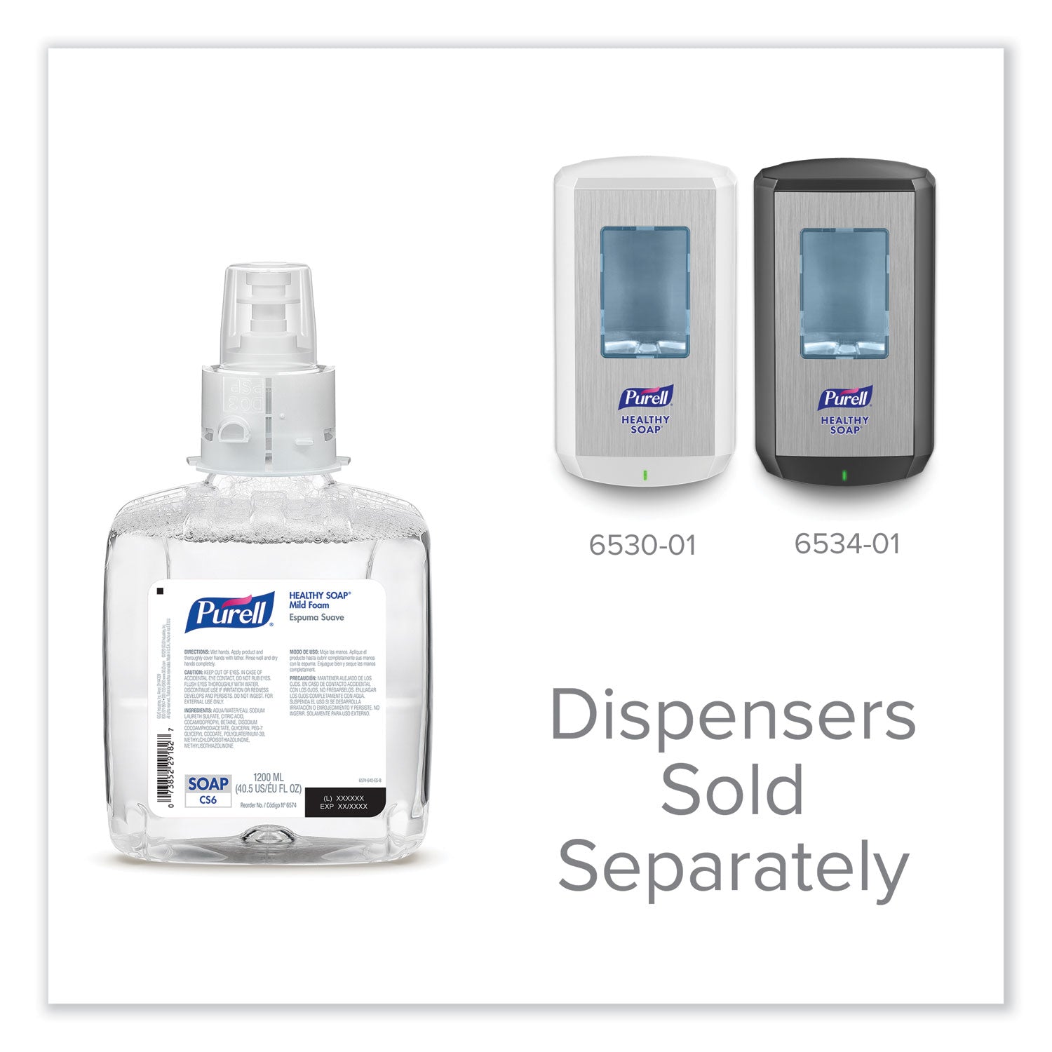HEALTHY SOAP Mild Foam Refill, For CS6 Dispensers, Fragrance-Free, 1,200 mL, 2/Carton