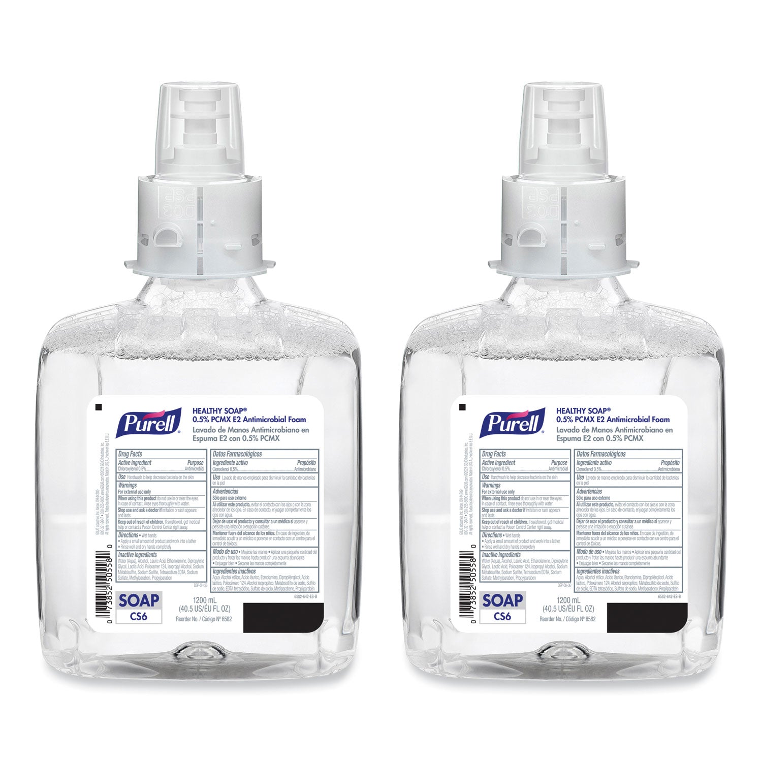 HEALTHY SOAP 0.5% PCMX E2 Antimicrobial Foam Refill, For CS6 Dispensers, Fragrance-Free, 1,200 mL, 2/Carton