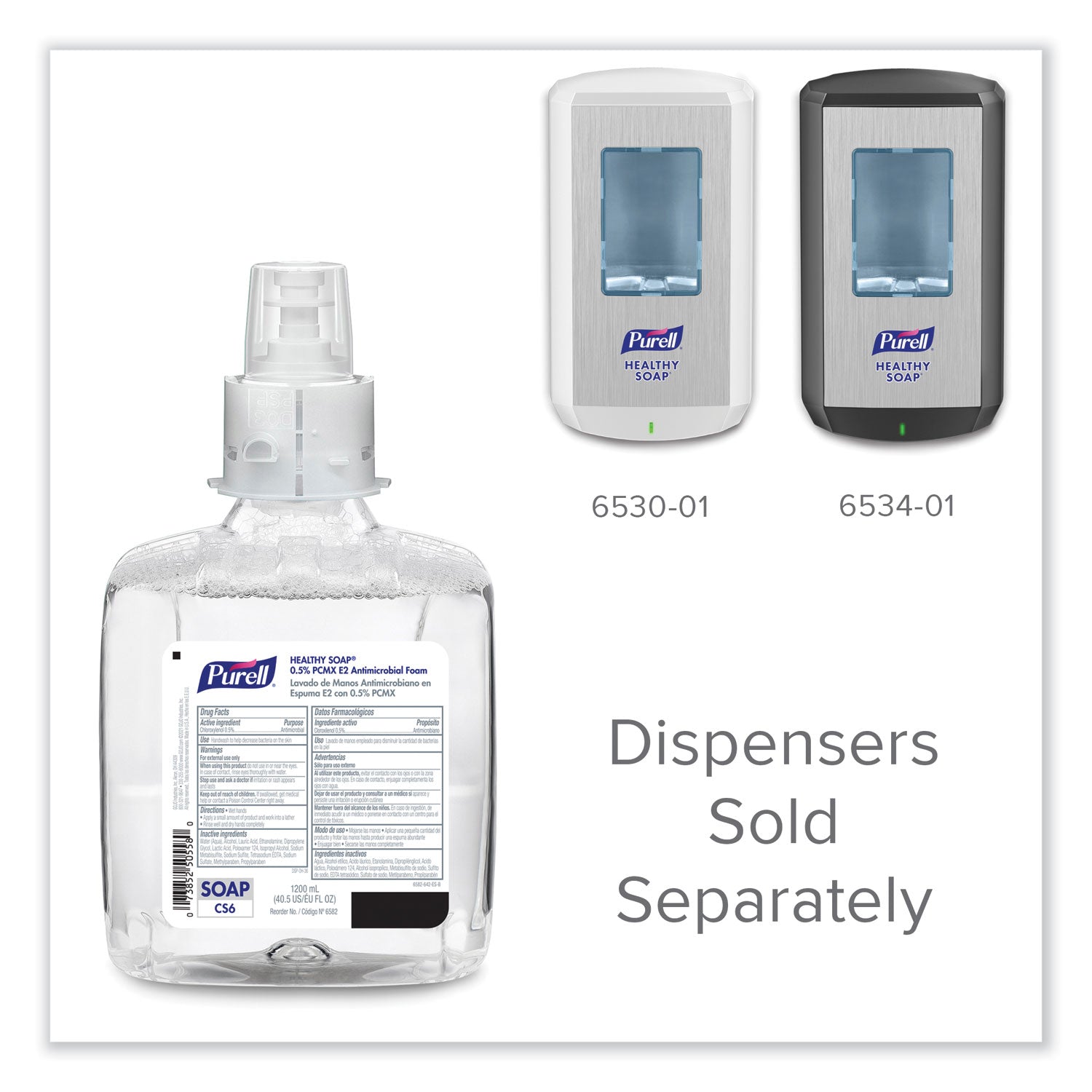 HEALTHY SOAP 0.5% PCMX E2 Antimicrobial Foam Refill, For CS6 Dispensers, Fragrance-Free, 1,200 mL, 2/Carton