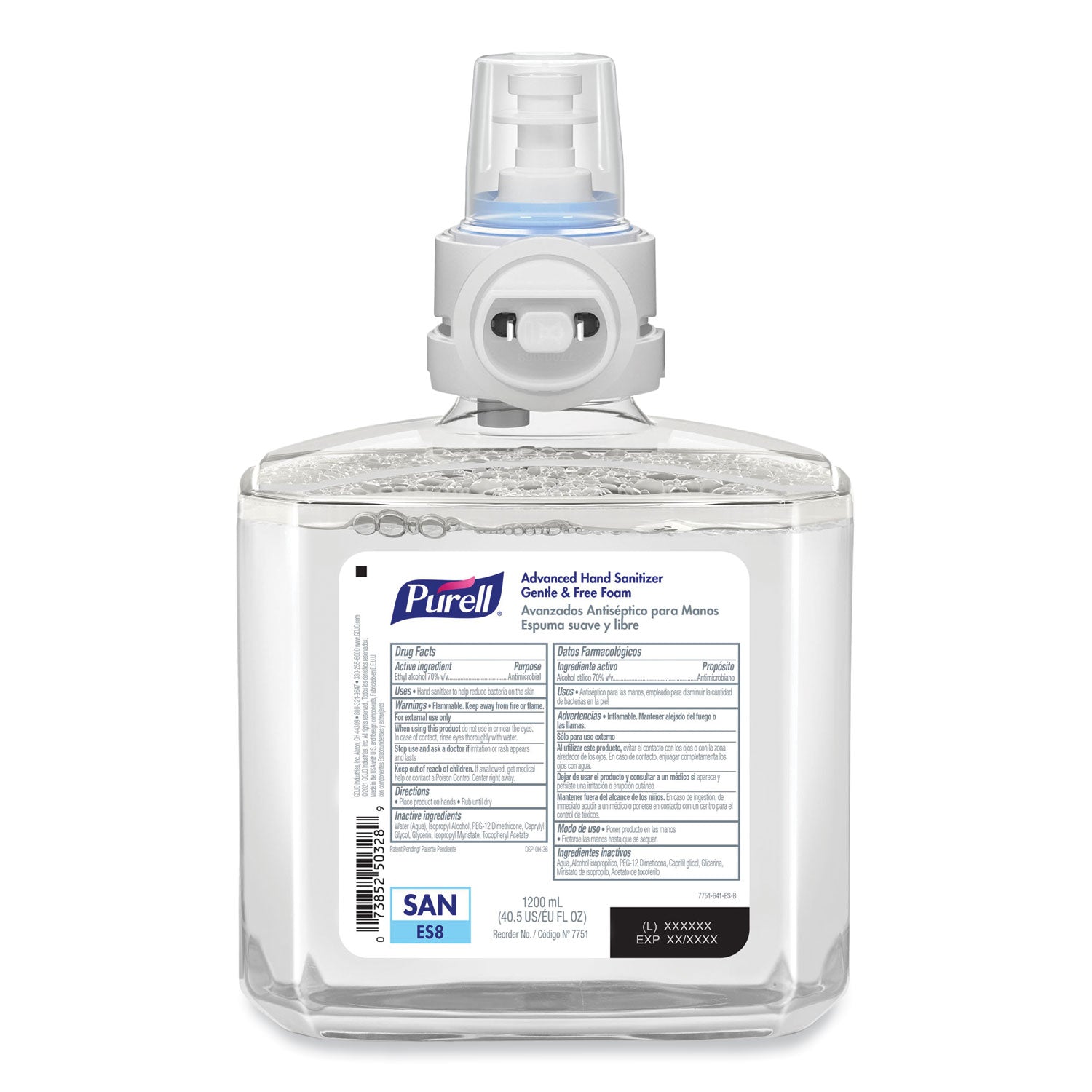 PURELL&reg; Advanced Hand Sanitizer Foam Refill - Clean Scent - 1.27 quart - Kill Germs - Hand, Healthcare, Skin - Fragrance-free, Dye-free, Hygienic, Refillable - 2 / Carton