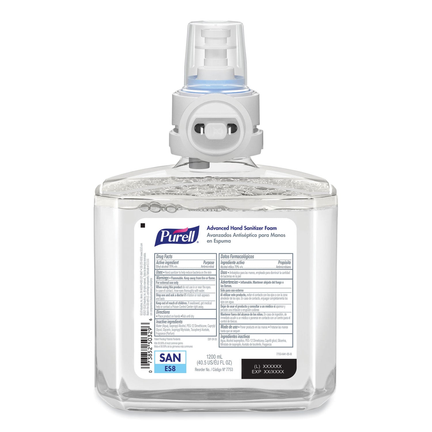PURELL&reg; Advanced Hand Sanitizer Foam Refill - Clean Scent - 1.27 quart - Touchless Dispenser - Kill Germs - Hand - Clear - Dye-free, Bio-based - 2 / Carton