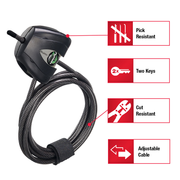 6ft (1.8m) Long x 3/16in (5mm) Diameter Python™ Adjustable Locking Cable; Silver and Black