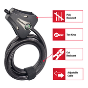 6ft (1.8m) Long x 5/16in (8mm) Diameter Python™ Adjustable Locking Cable; Silver and Black