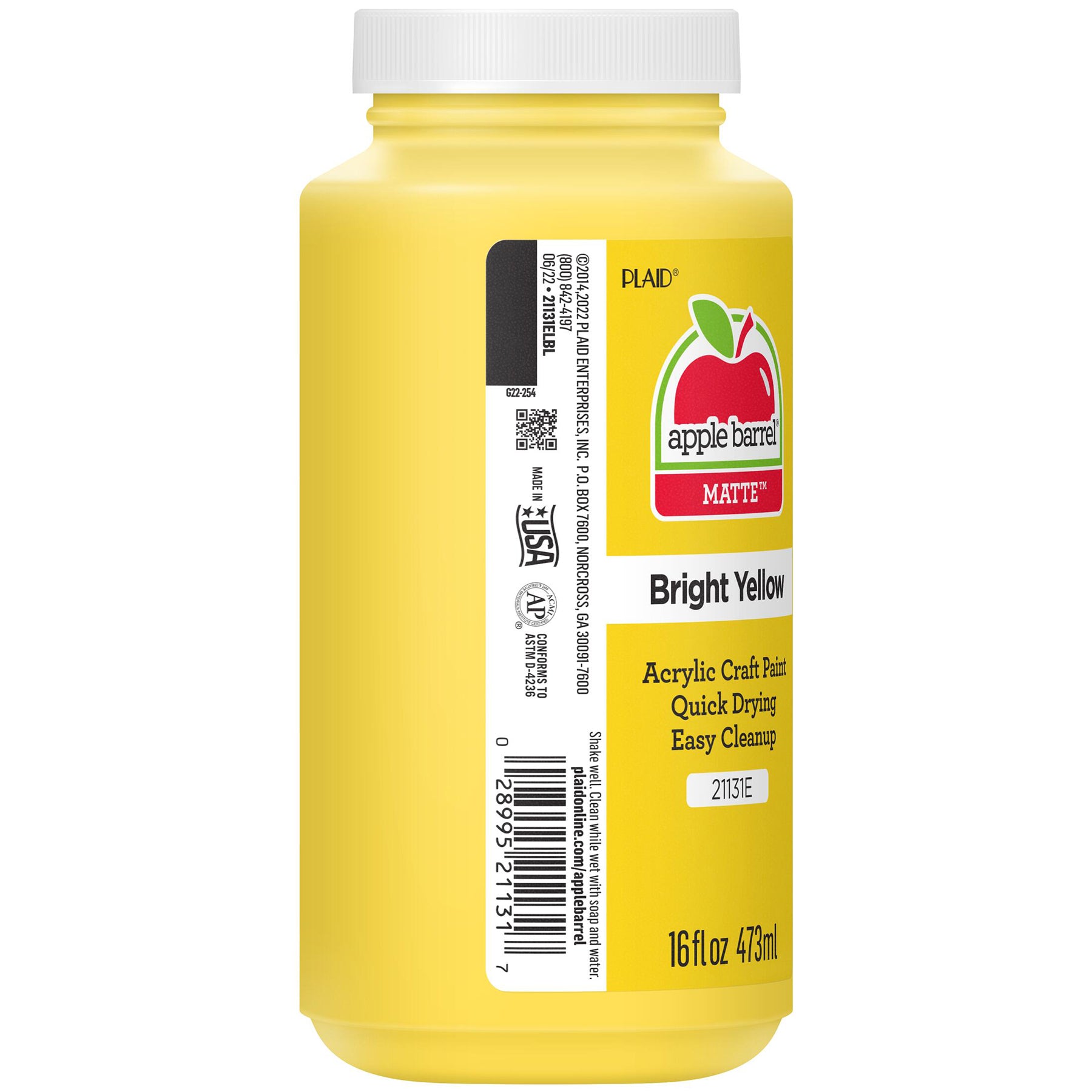 Acrylic Paint Matte, 16oz., Bright Yellow