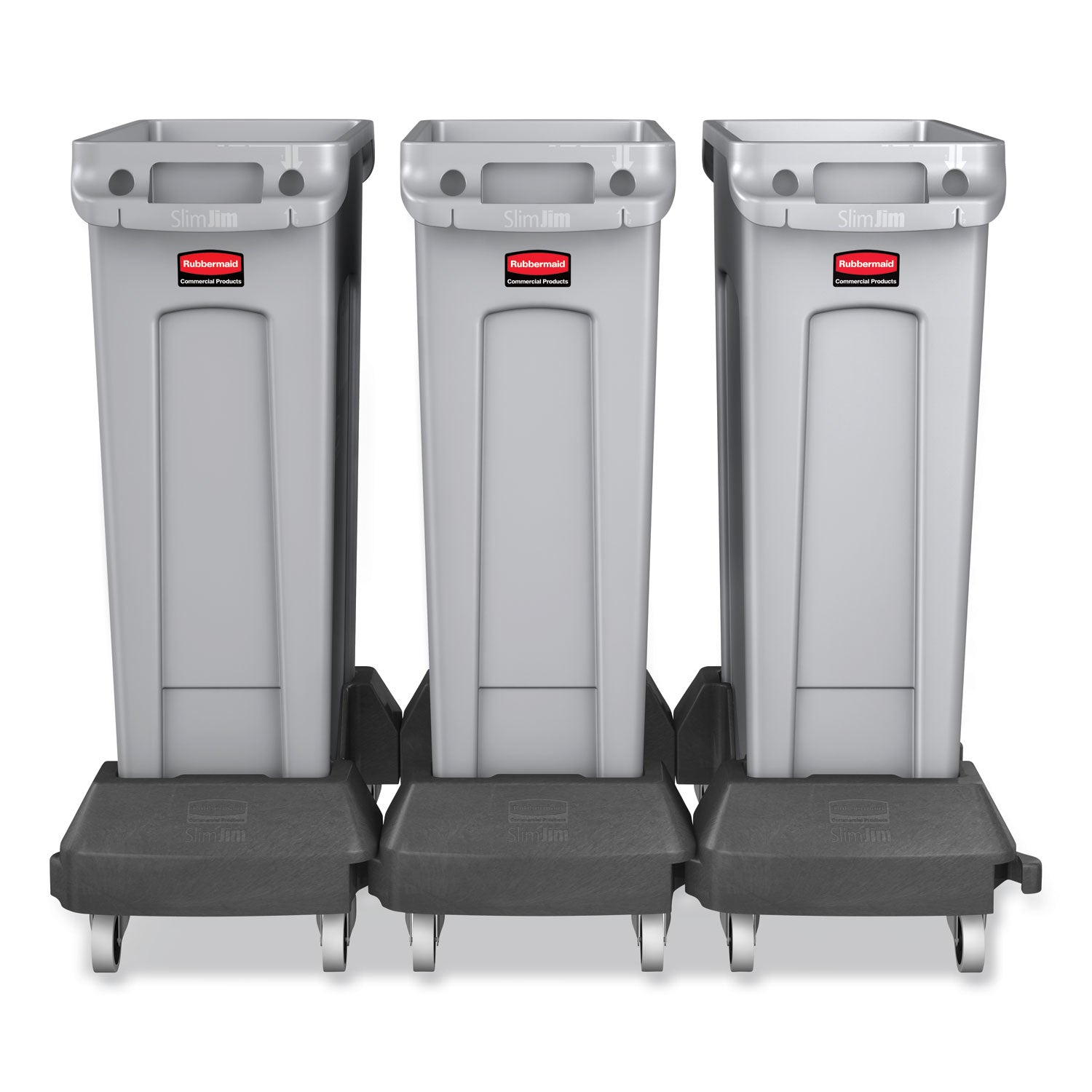 Rubbermaid Commercial Slim Jim 23-Gallon Vented Waste Container - 23 gal Capacity - Rectangular - Durable, Handle - 30" Height x 11" Width x 22" Depth - Gray - 1 Each