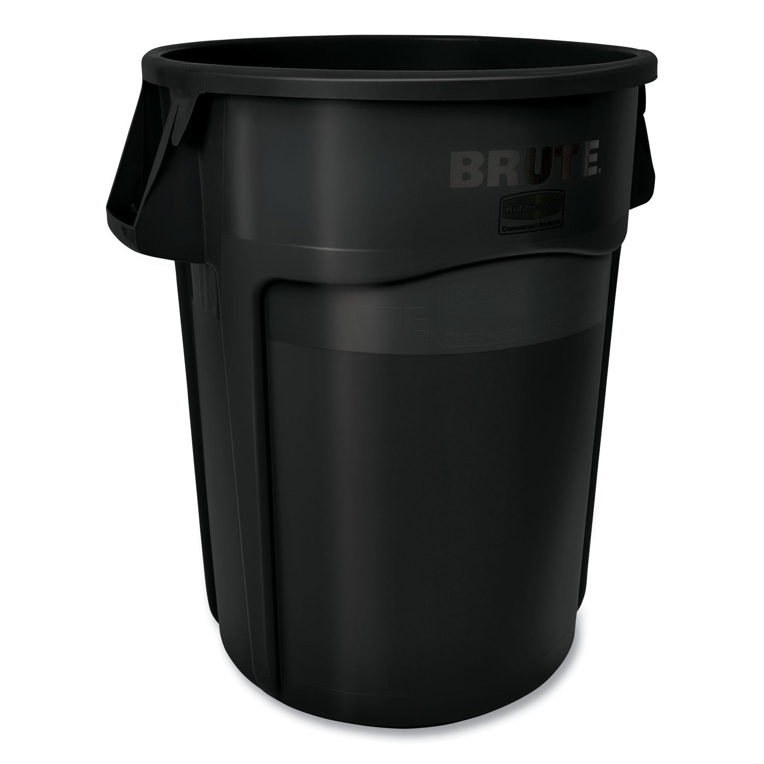 Rubbermaid Commercial Brute 44-Gallon Vented Utility Container - 44 gal Capacity - Round - Handle, Heavy Duty, Reinforced, UV Coated, Damage Resistant, Warp Resistant, Water Resistant - 31.5" Height x 24" Diameter - Plastic - Black - 1 Each