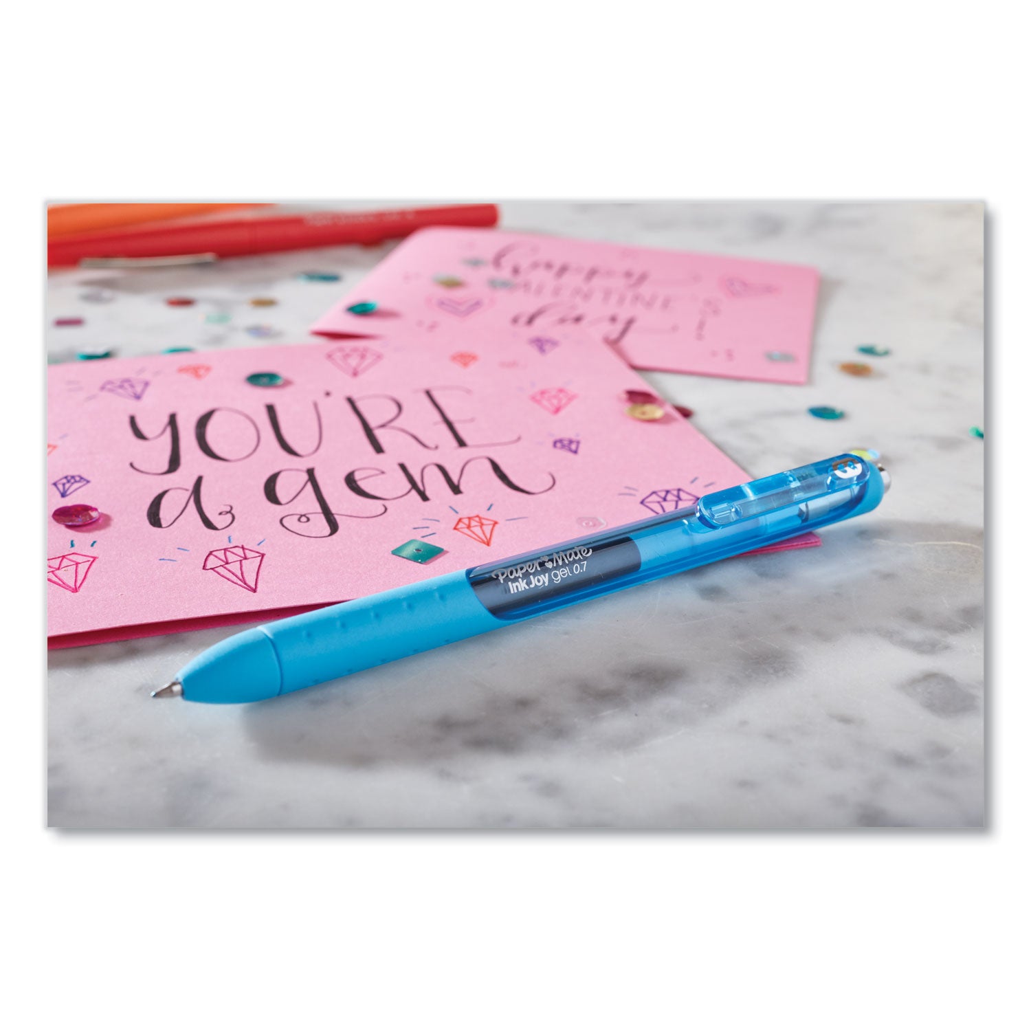 Paper Mate InkJoy Gel Pen - 0.7 mm Medium Pen Point - Retractable - Pink, Red, Teal, Bright Blue, Purple, Black Ink - Gel-based - Pink, Red, Teal, Bright Blue, Purple, Black Barrel - 6 / Pack