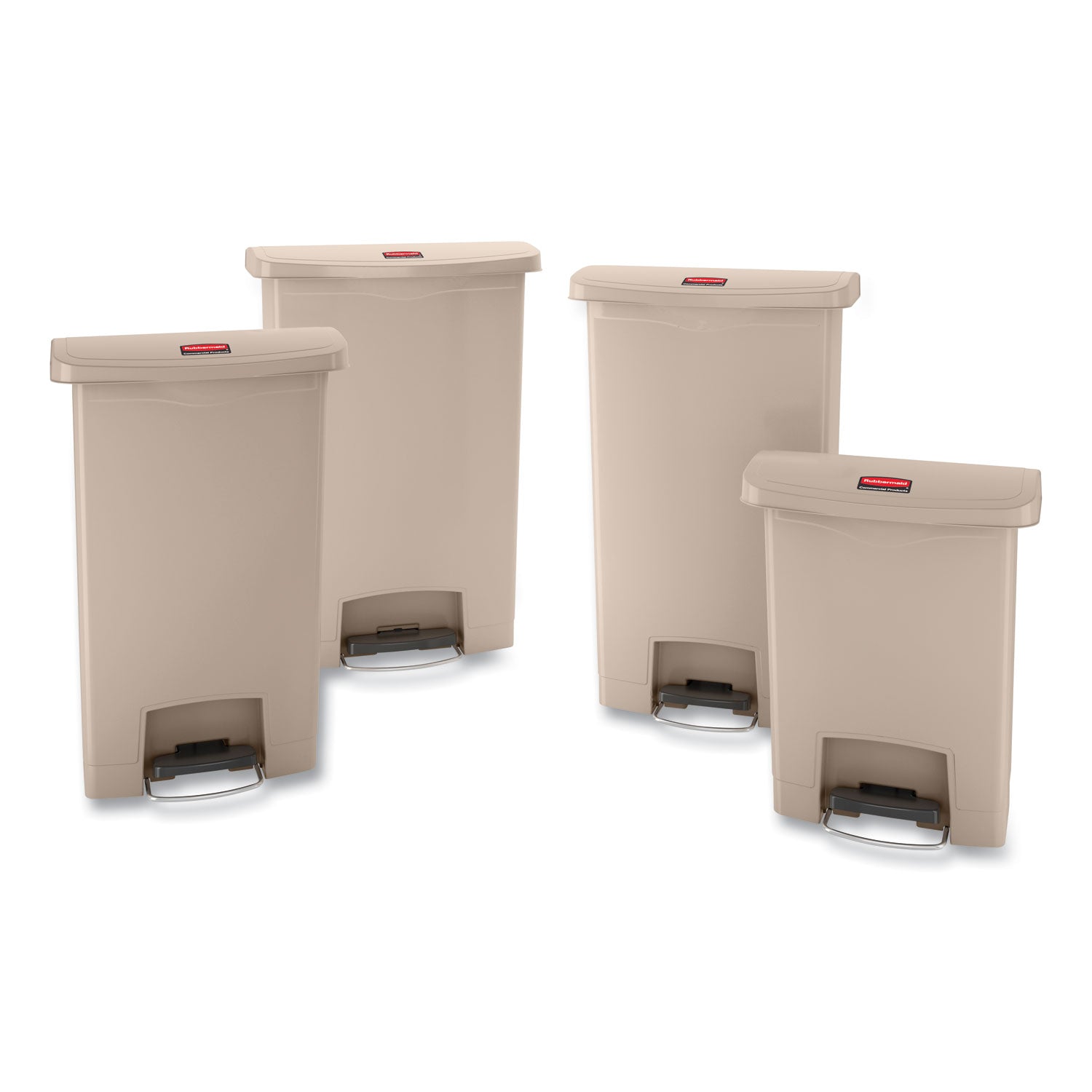Rubbermaid Commercial Slim Jim 13 Gallon Front Step Container, Beige, Resin/Plastic/Poly, 28.3" H x 11.5" W x 18" L, 1 Each