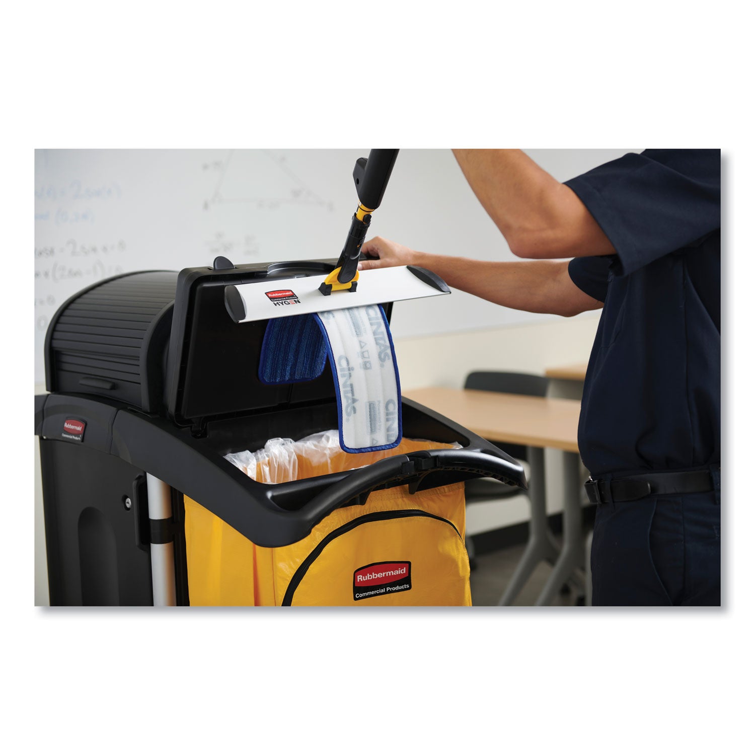 34 gal Capacity - 16.80" Length x 10.50" Width - Zipper Closure - Yellow - Vinyl - Janitorial Cart - 1 Each