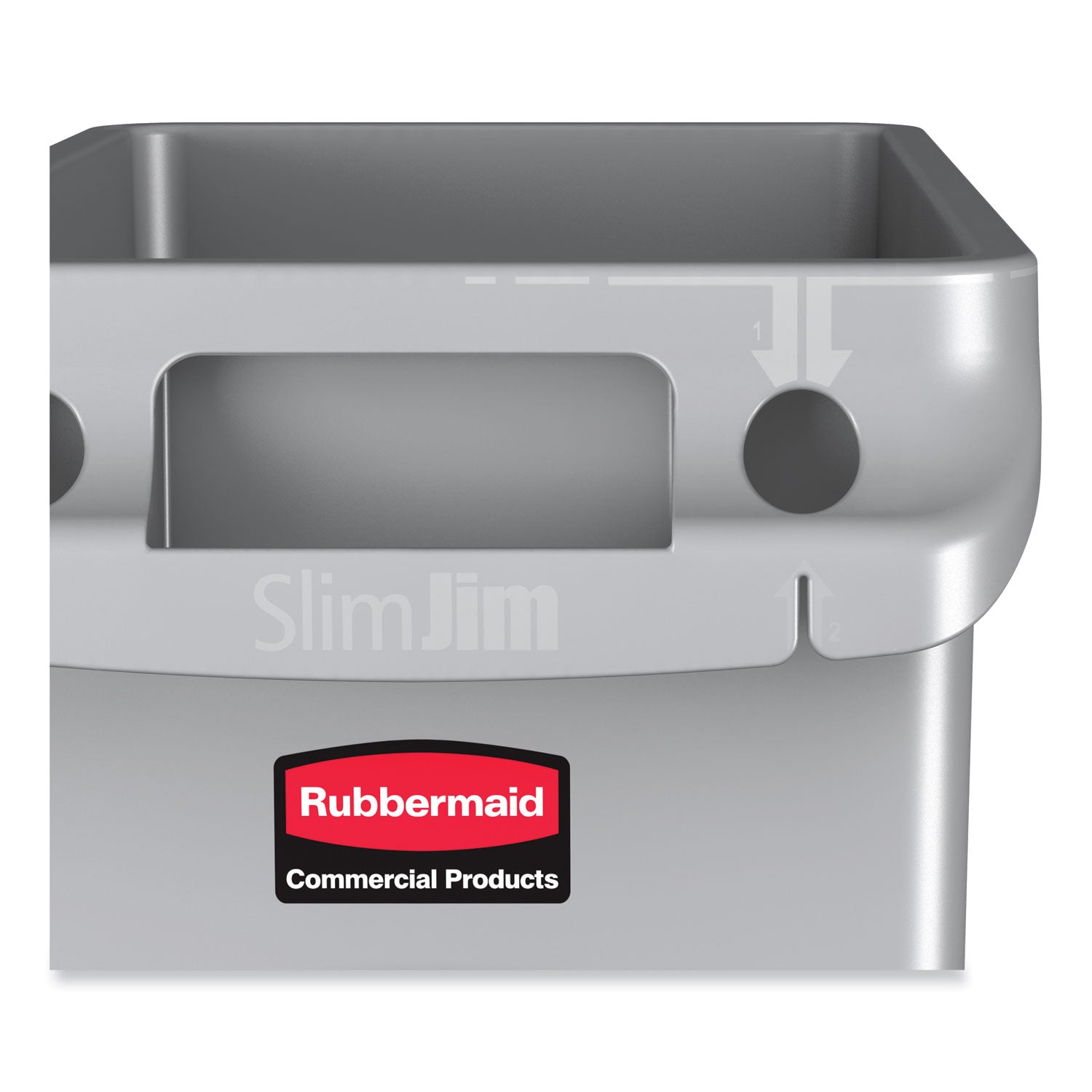 Rubbermaid Commercial Slim Jim 23-Gallon Vented Waste Container - 23 gal Capacity - Rectangular - Durable, Handle - 30" Height x 11" Width x 22" Depth - Gray - 1 Each