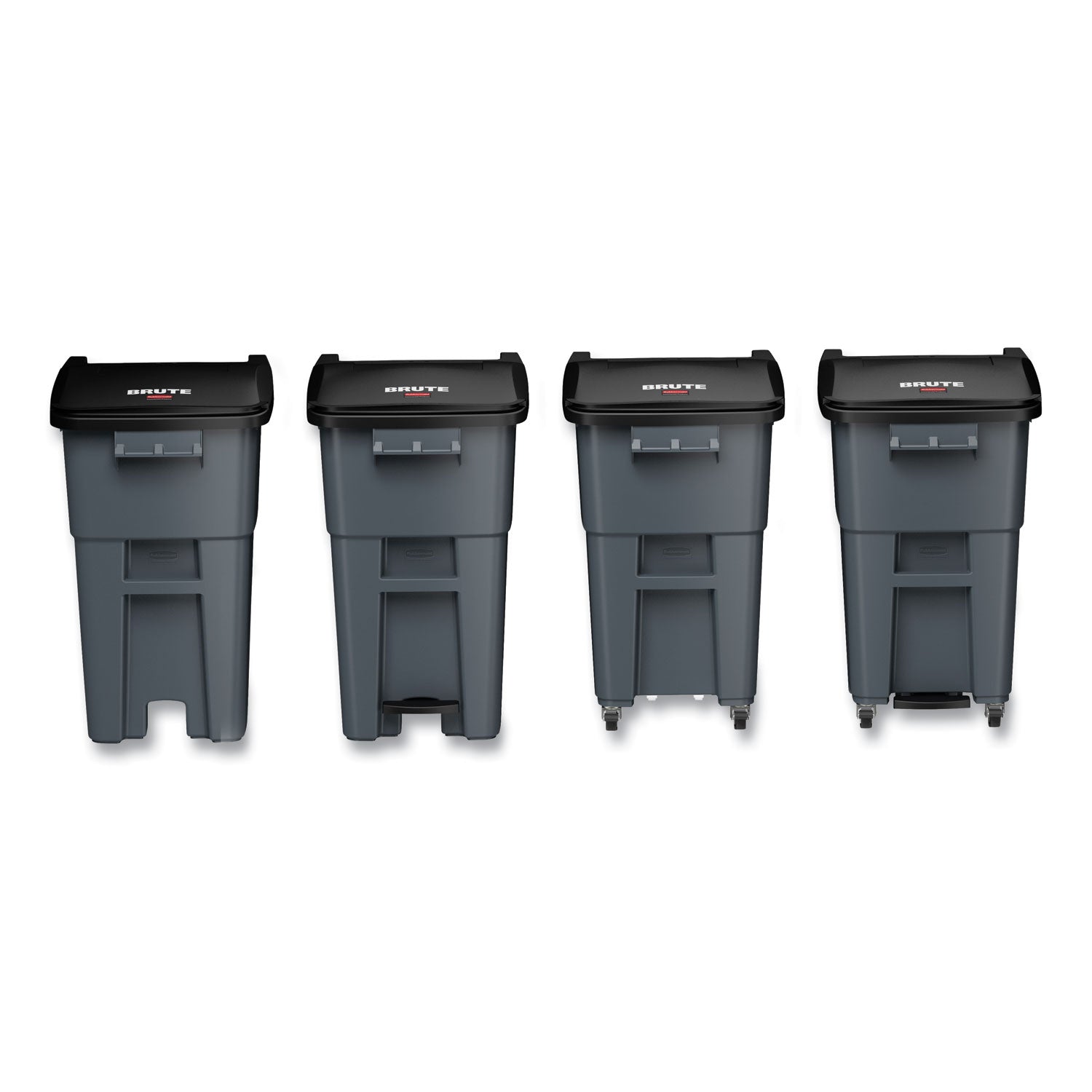 Square Brute Rollout Container, 50 gal, Molded Plastic, Gray