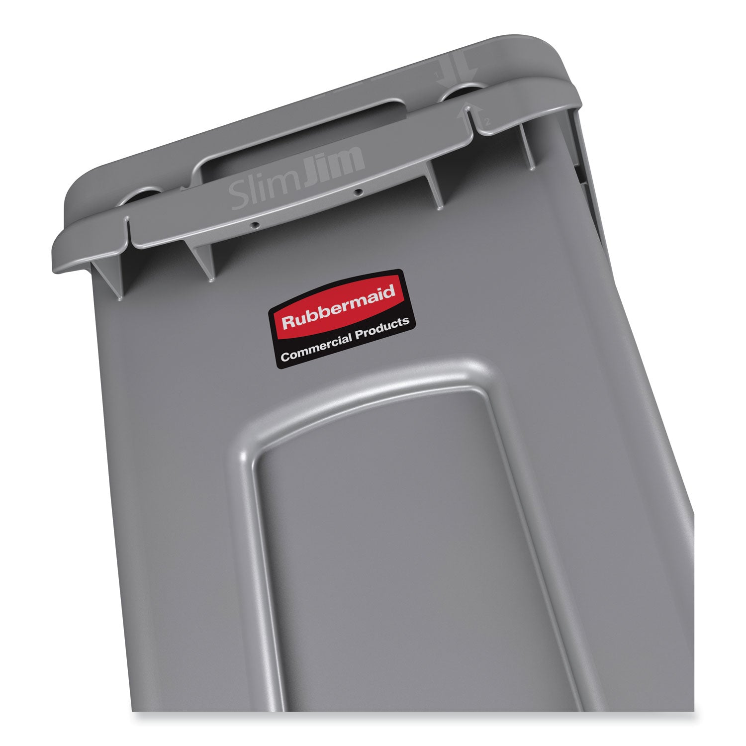 Rubbermaid Commercial Slim Jim 23-Gallon Vented Waste Container - 23 gal Capacity - Rectangular - Durable, Handle - 30" Height x 11" Width x 22" Depth - Gray - 1 Each