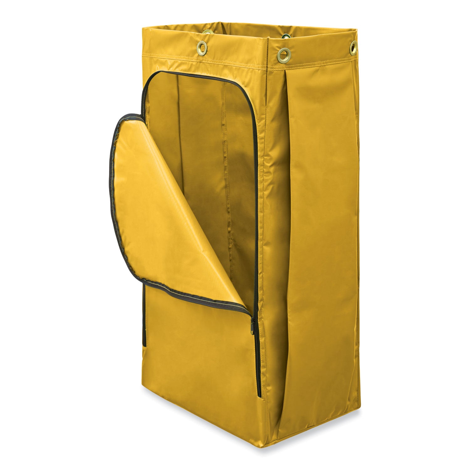 34 gal Capacity - 16.80" Length x 10.50" Width - Zipper Closure - Yellow - Vinyl - Janitorial Cart - 1 Each