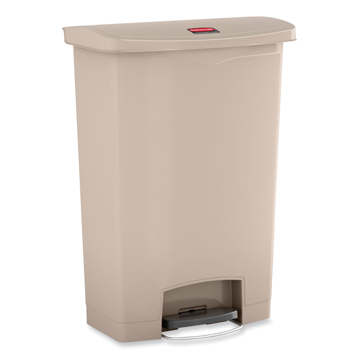 Step-on Opening - 24 gal Capacity - Rectangular - Manual - Durable, Foot Pedal, Easy to Clean, Hinged, Fire-Safe, Chemical Resistant - 32.5" Height x 13.9" Width - Plastic, Resin - Beige - 1 Each