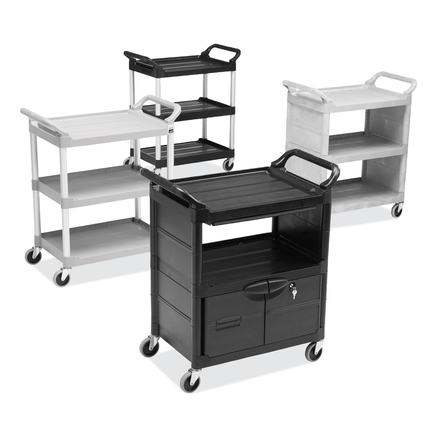 Round Handle - 300 lb Load Capacity - 4 Casters - Plastic, Metal - 33.63" Length x 18.63" Width x 37.75" Height - Black - 1 Each
