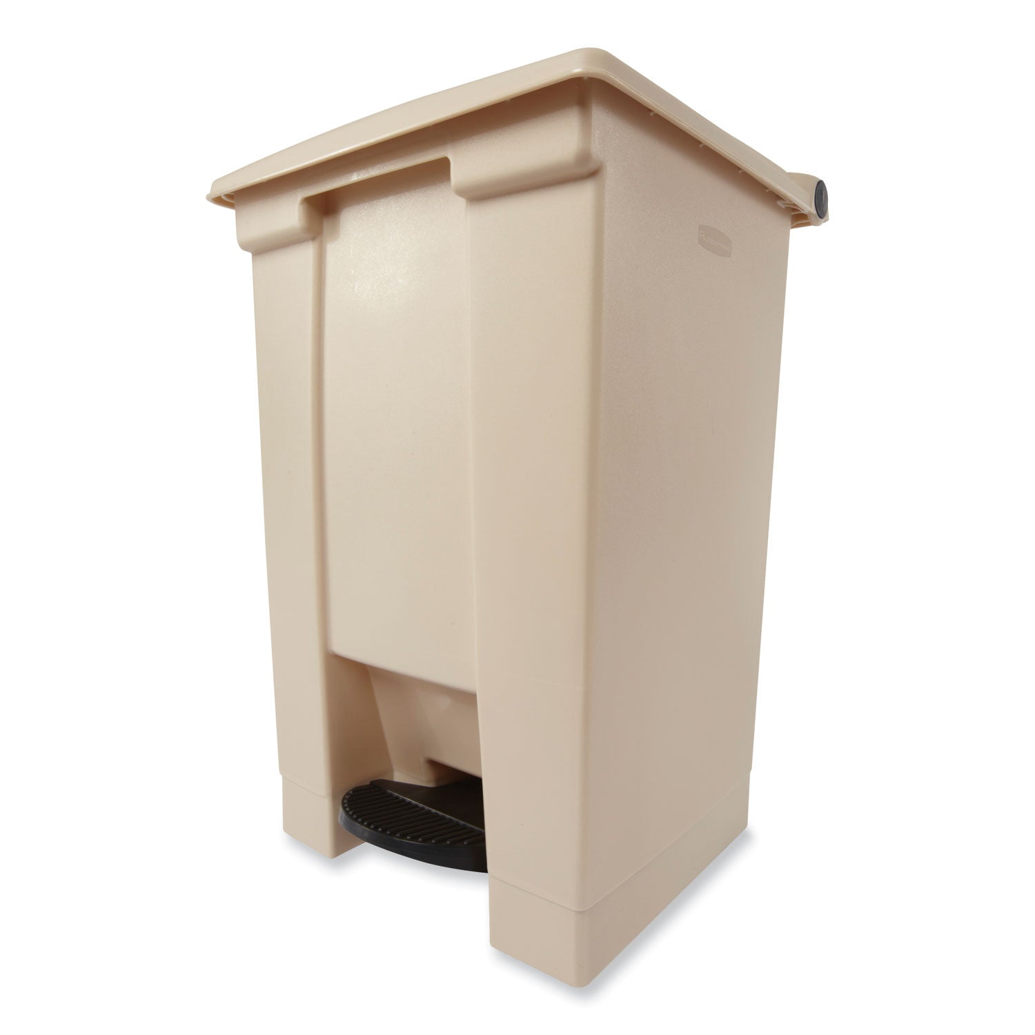 Indoor Utility Step-On Waste Container, 12 gal, Plastic, Beige