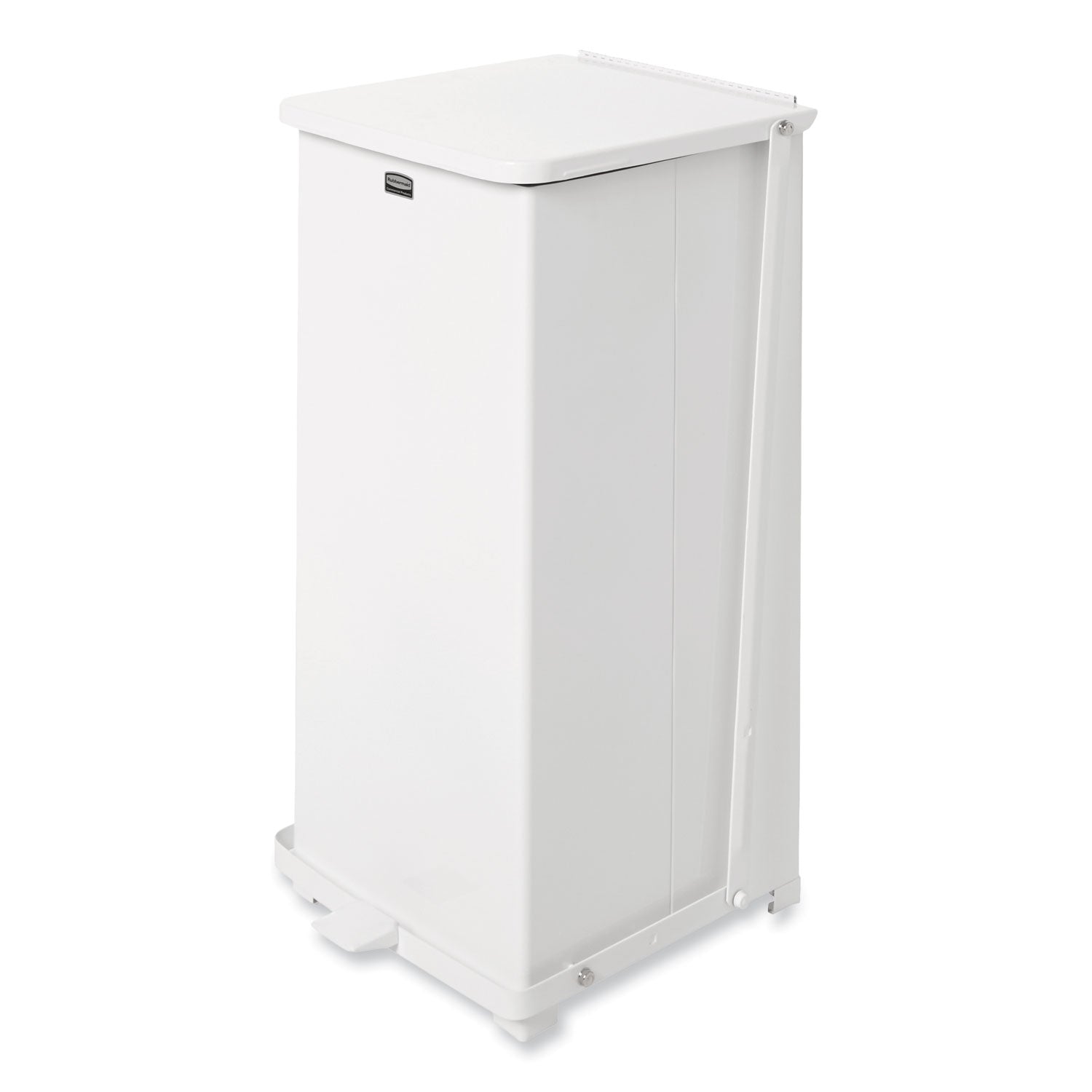 Rubbermaid Commercial Defenders Steel Step Cans - 13 gal Capacity - 27" Height x 12.5" Width x 12.5" Depth - Steel - White - 1 Each