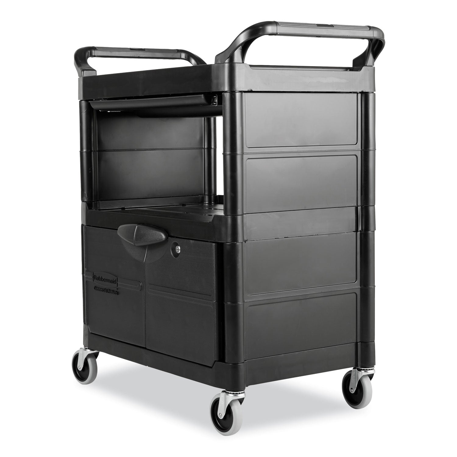 Round Handle - 300 lb Load Capacity - 4 Casters - Plastic, Metal - 33.63" Length x 18.63" Width x 37.75" Height - Black - 1 Each