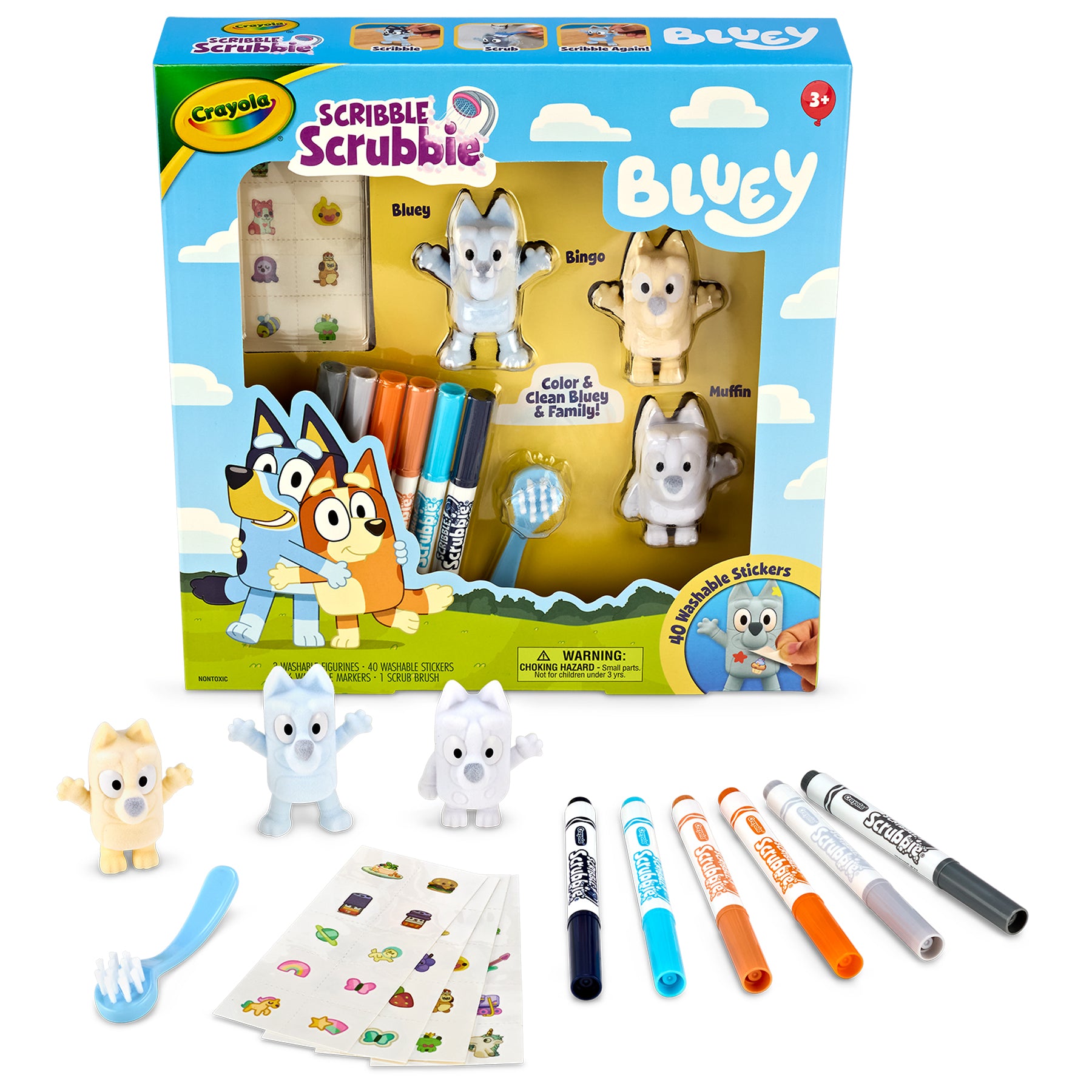 Scribble Scrubbie Bluey Deluxe, 3 Count Set