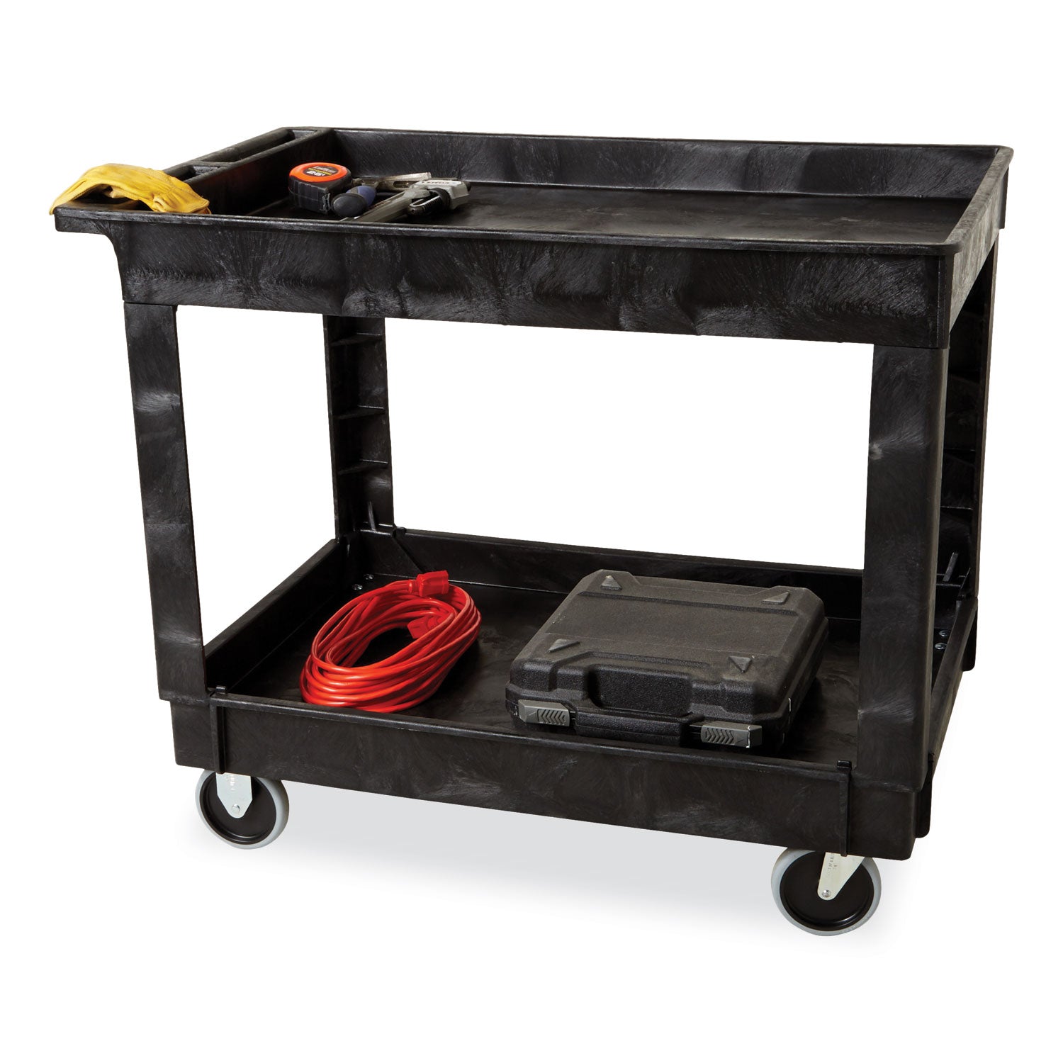 2 Shelf - Push Handle Handle - 4" Caster Size - Foam - 40.25" Length x 25.63" Width x 32.50" Height - Black - 1 Each
