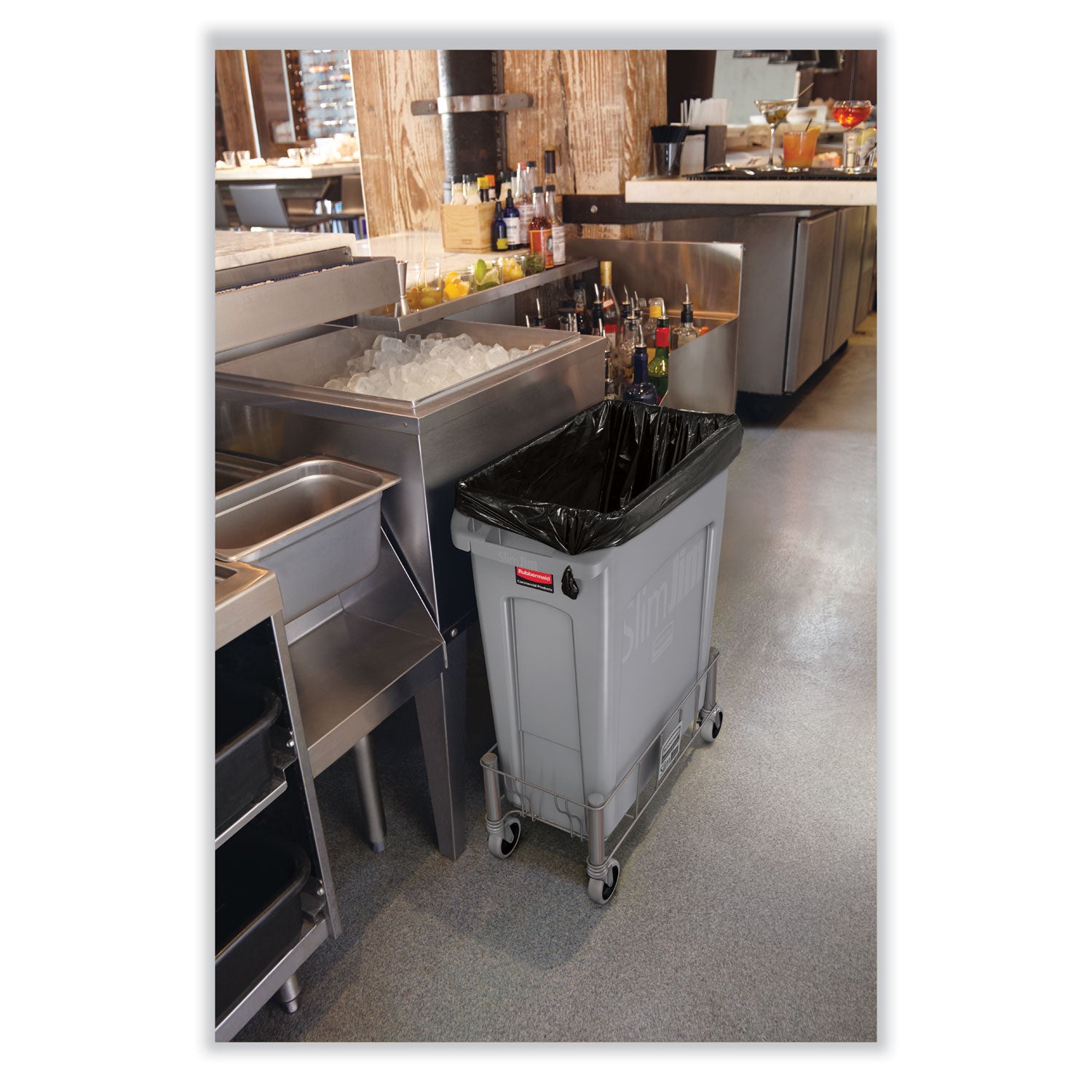 Rubbermaid Commercial Slim Jim 23-Gallon Vented Waste Container - 23 gal Capacity - Rectangular - Durable, Handle - 30" Height x 11" Width x 22" Depth - Gray - 1 Each