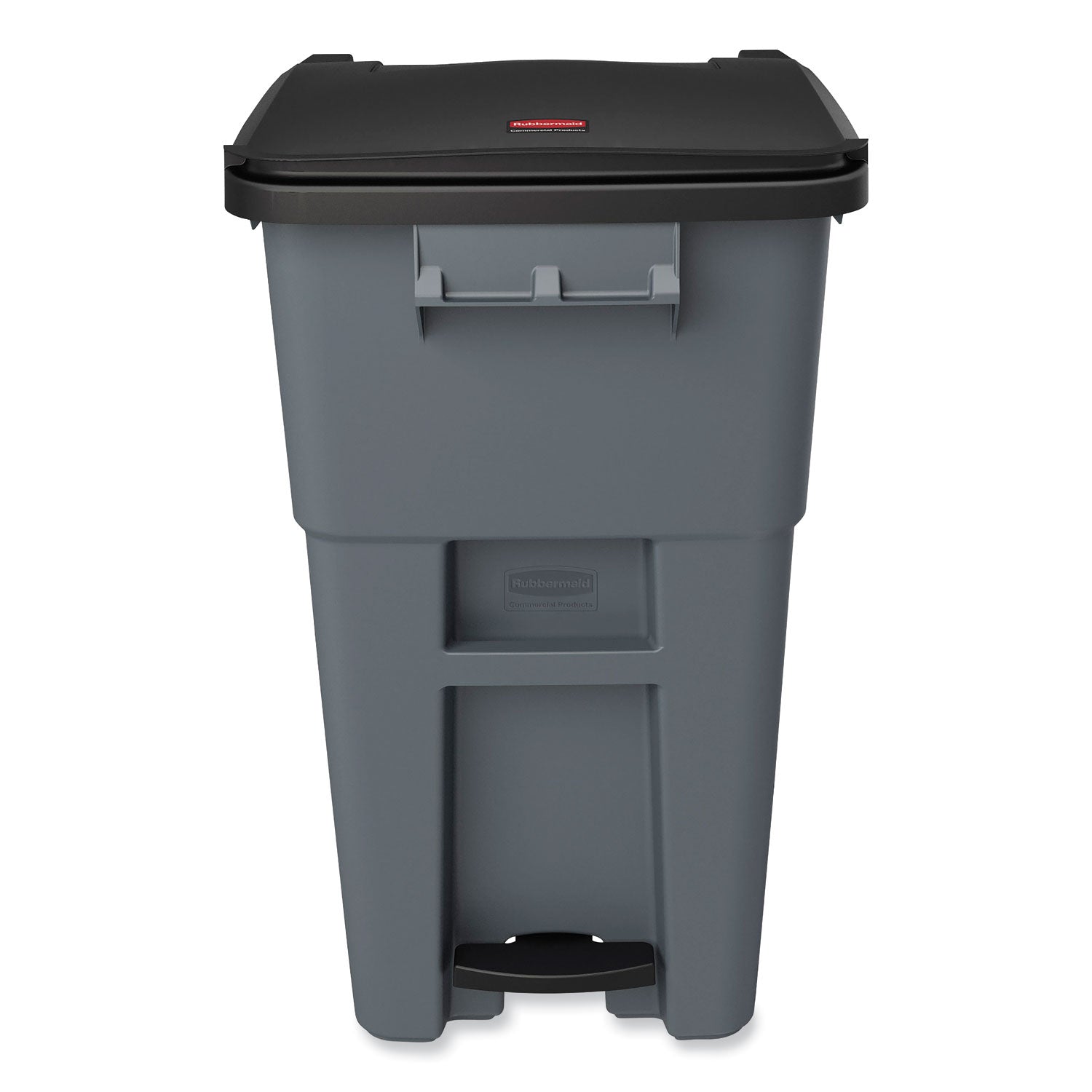 Step-on Opening - Rollout Lid - 50 gal Capacity - Manual - Heavy Duty, Wheels, Reinforced, Handle, Easy to Clean - 39.6" Height x 24" Width - High-density Polyethylene (HDPE) - Gray - 1 Each