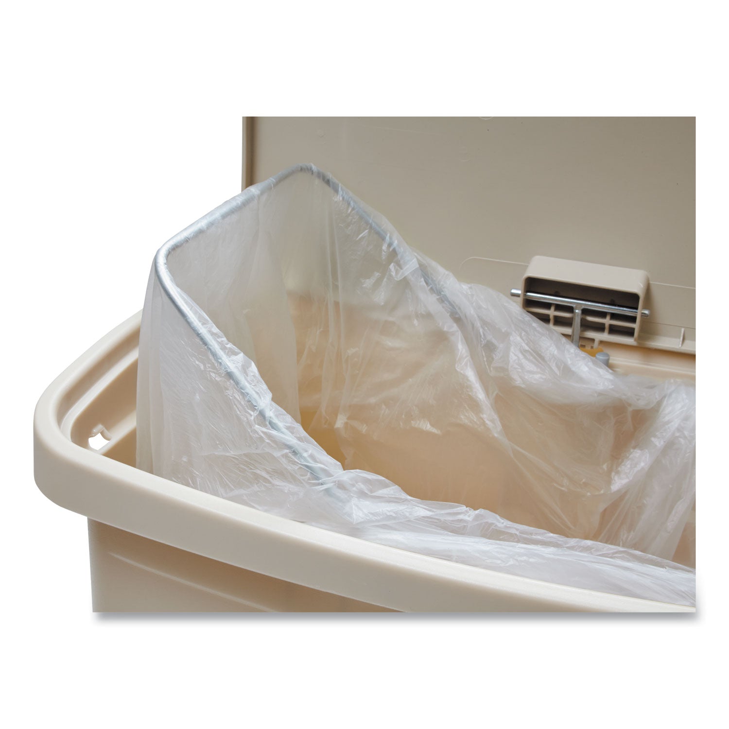 Rubbermaid Commercial Slim Jim 13 Gallon Front Step Container, Beige, Resin/Plastic/Poly, 28.3" H x 11.5" W x 18" L, 1 Each