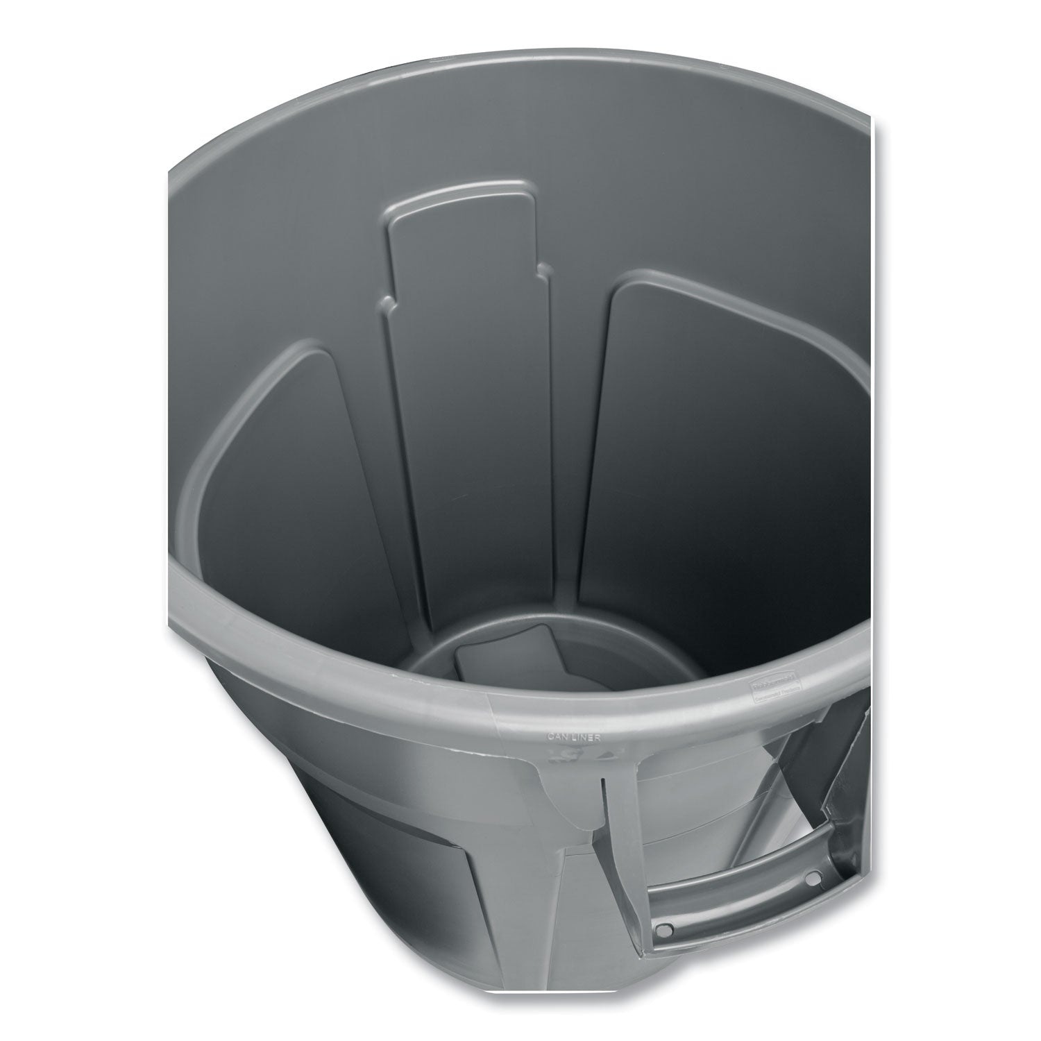 55 gal Capacity - Round - Handle, Heavy Duty, Reinforced, UV Coated, Damage Resistant, Warp Resistant, Fade Resistant - 33" Height x 26.4" Diameter - Plastic - Gray - 1 Each