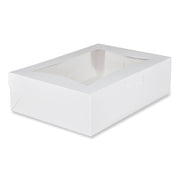White Window Bakery Boxes with Tuck-in Lid, 10 x 14 x 4, White, Paper, 100/Carton