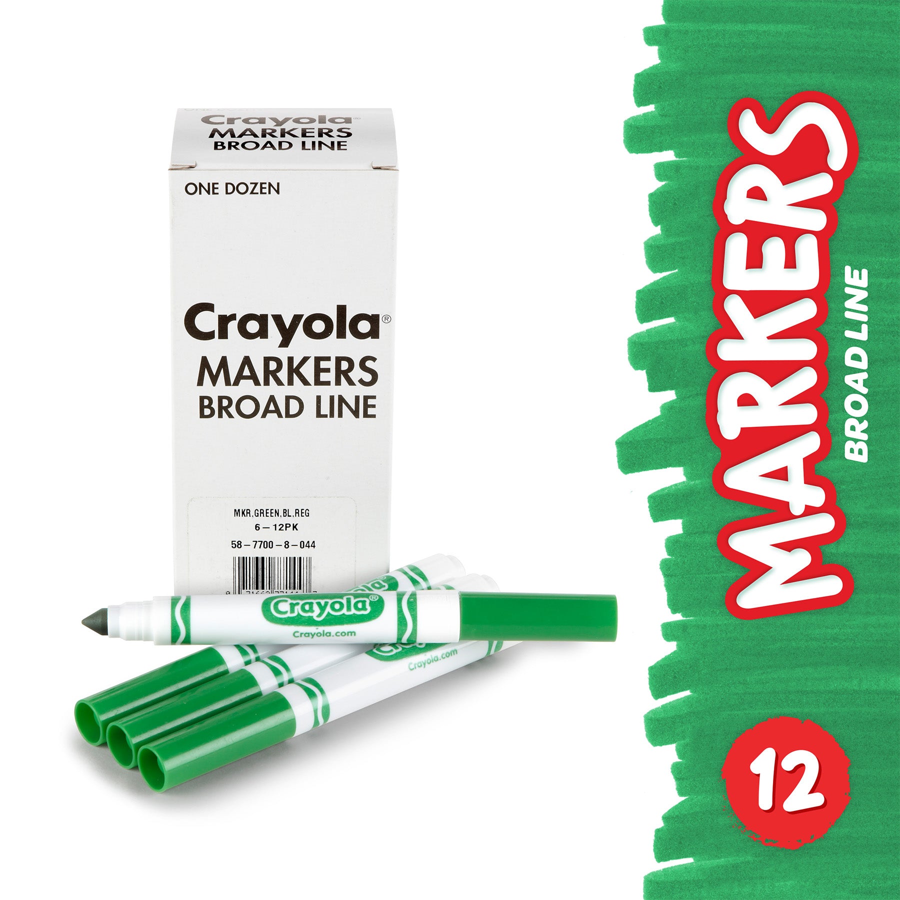 Bulk Markers, Conical Tip, Green, 12 Count
