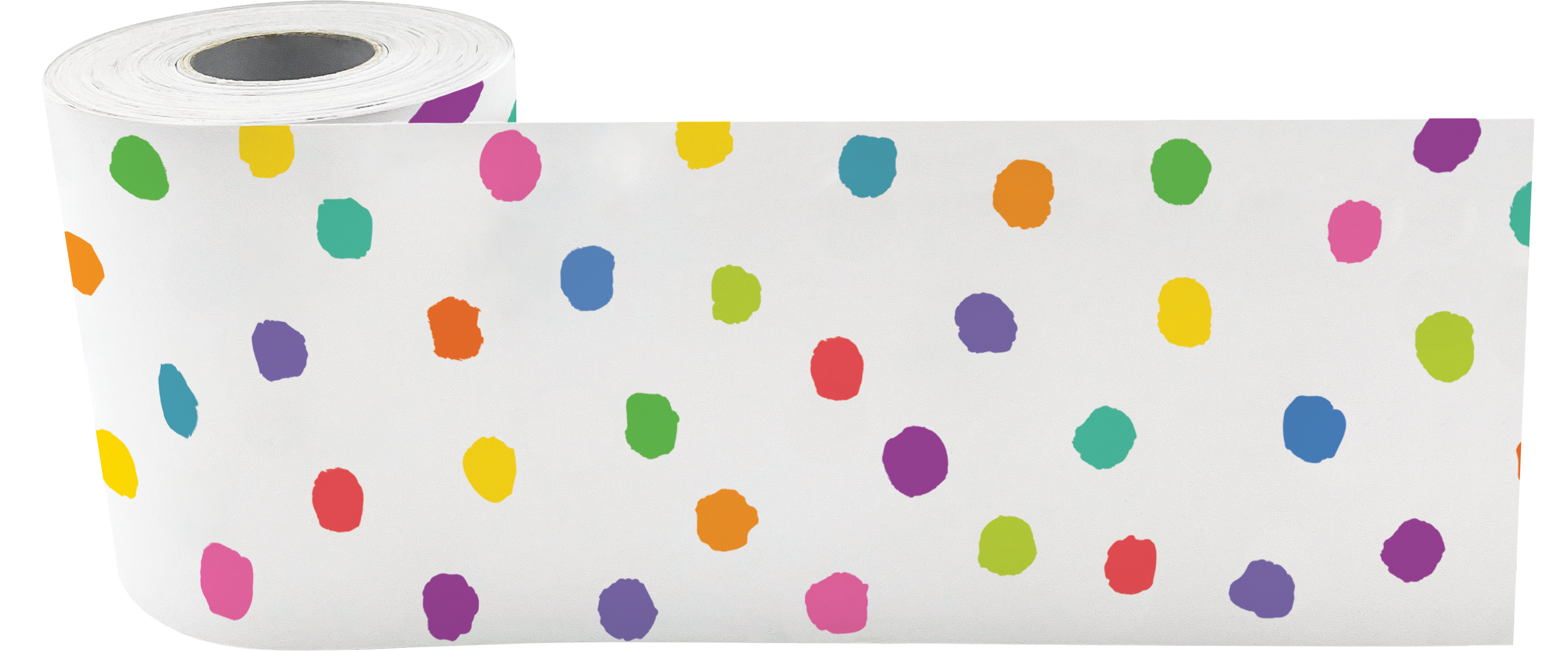 Colorful Painted Dots Straight Rolled Border Trim