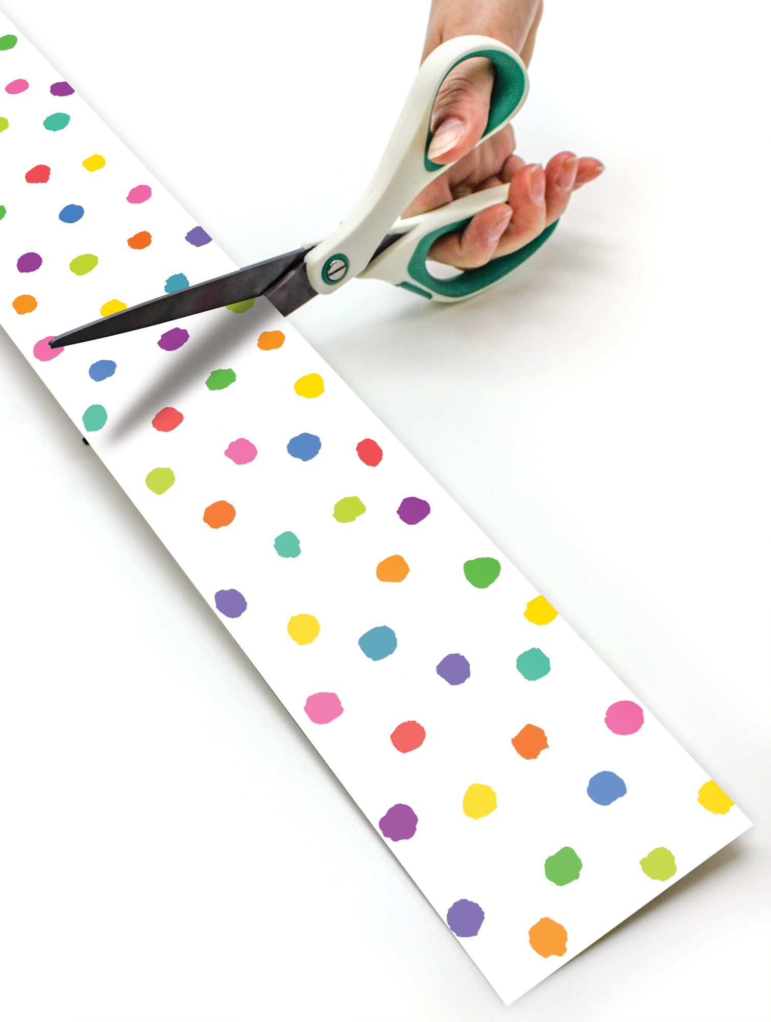 Colorful Painted Dots Straight Rolled Border Trim