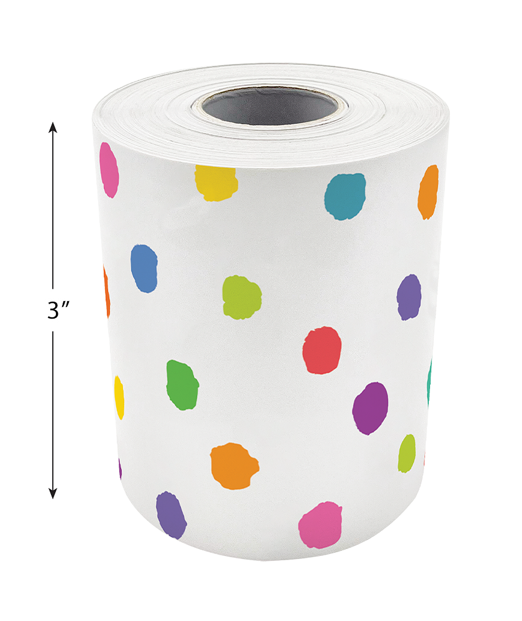 Colorful Painted Dots Straight Rolled Border Trim