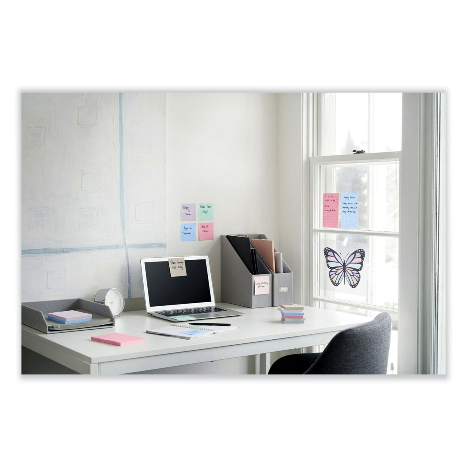 Post-it Recycled Super Sticky Notes, 3" x 3", Square, Wanderlust Pastels, 70 Sheets per Pad, 12 Pads per Pack