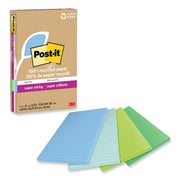 Post-it Super Sticky Adhesive Notes, 4" x 6", Assorted Oasis, 45 Sheets per Pad, 4 Pads per Pack, 180 Notes Total