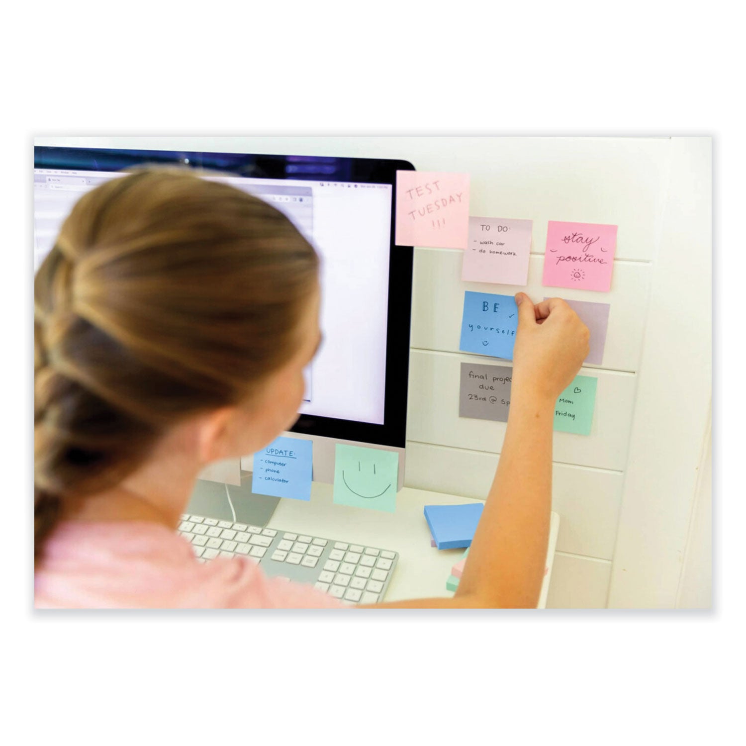 Post-it Recycled Super Sticky Notes, 3" x 3", Square, Wanderlust Pastels, 70 Sheets per Pad, 5 Pads per Pack